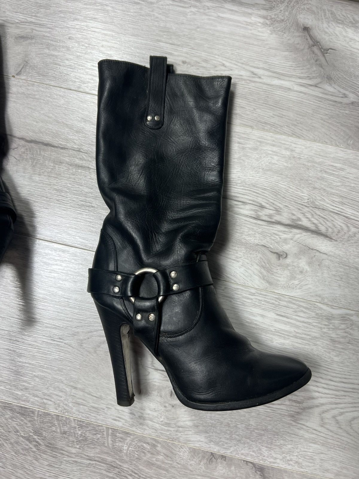Dolce & Gabbana Dolce Gabbana Black Leather High Heel Boots D&G Y2K Style Size US 7.5 / IT 37.5 - 16 Thumbnail