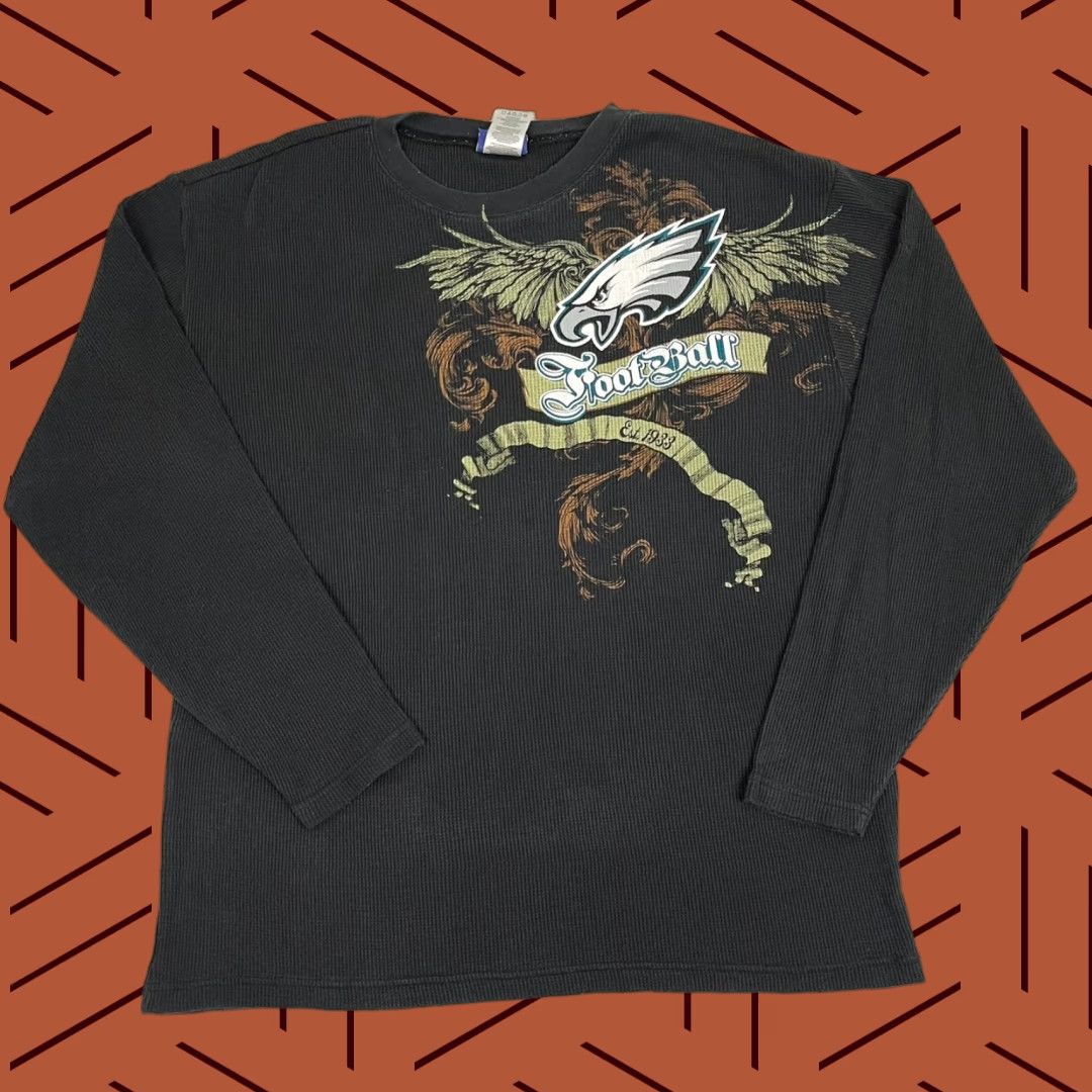 Reebok VINTAGE Philadelphia Eagles Shirt Mens XL Black Thermal Waffle Knit Graphic Reebok Size US XL / EU 56 / 4 - 1 Thumbnail