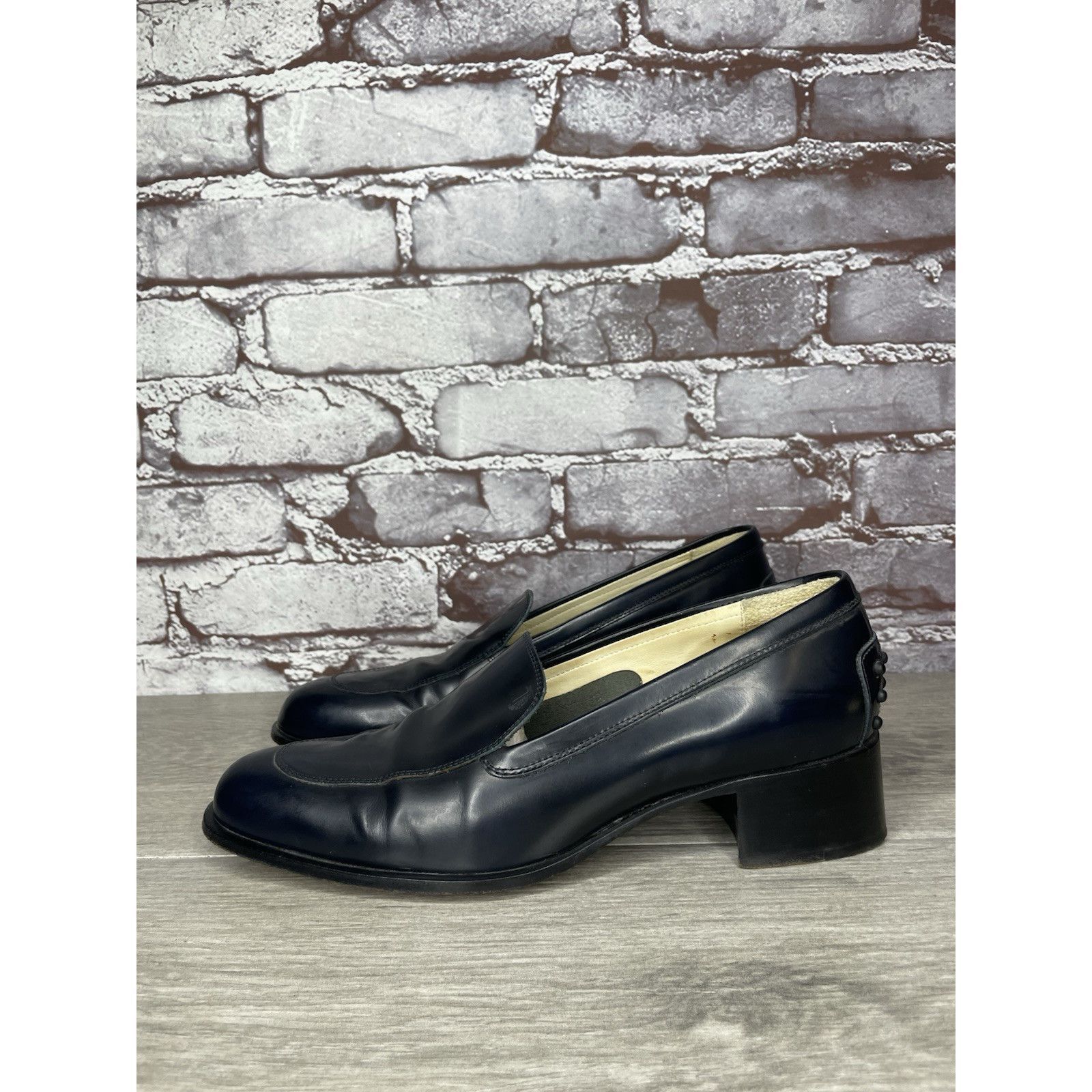 Tod's TOD'S Navy Blue Leather Heeled Slip On VTG Loafer Pumps Shoe Size US 7.5 / IT 37.5 - 17 Thumbnail