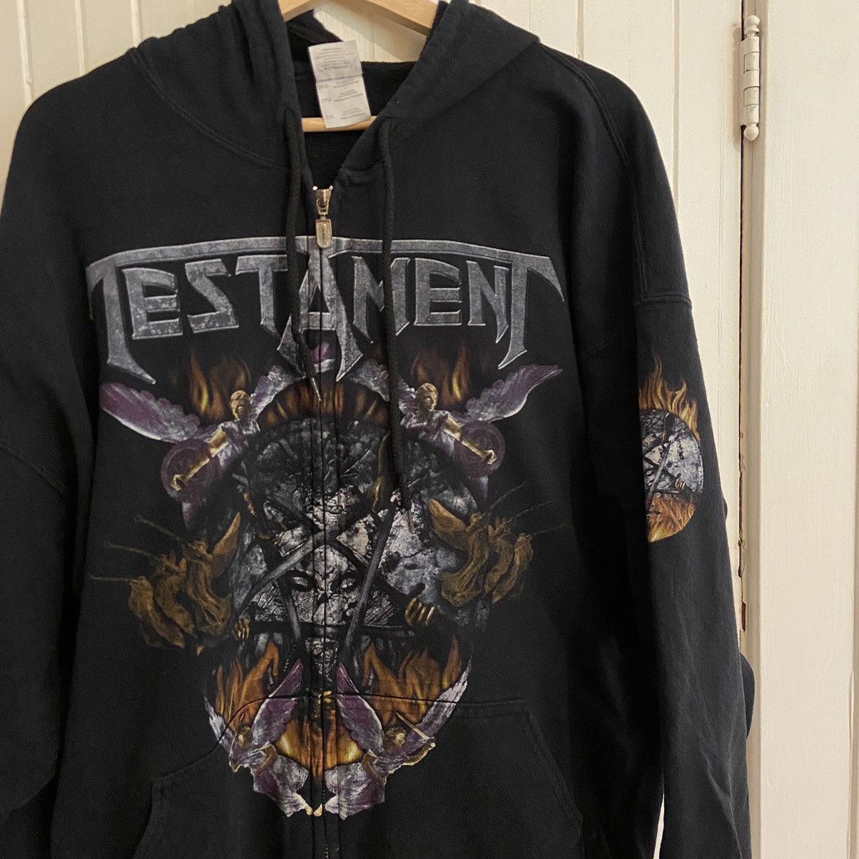 image of Band Tees x Tour Tee 2009 Testament Tour Zip Hoodie in Black, Men's (Size 2XL)