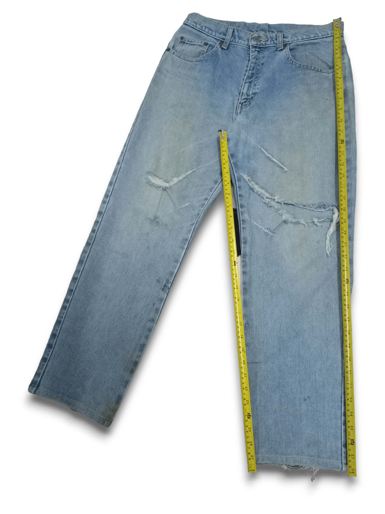 Japanese Brand Vintage Japanese Brand Blue Wash Distressed Loose Jeans Size US 30 / EU 46 - 10 Thumbnail