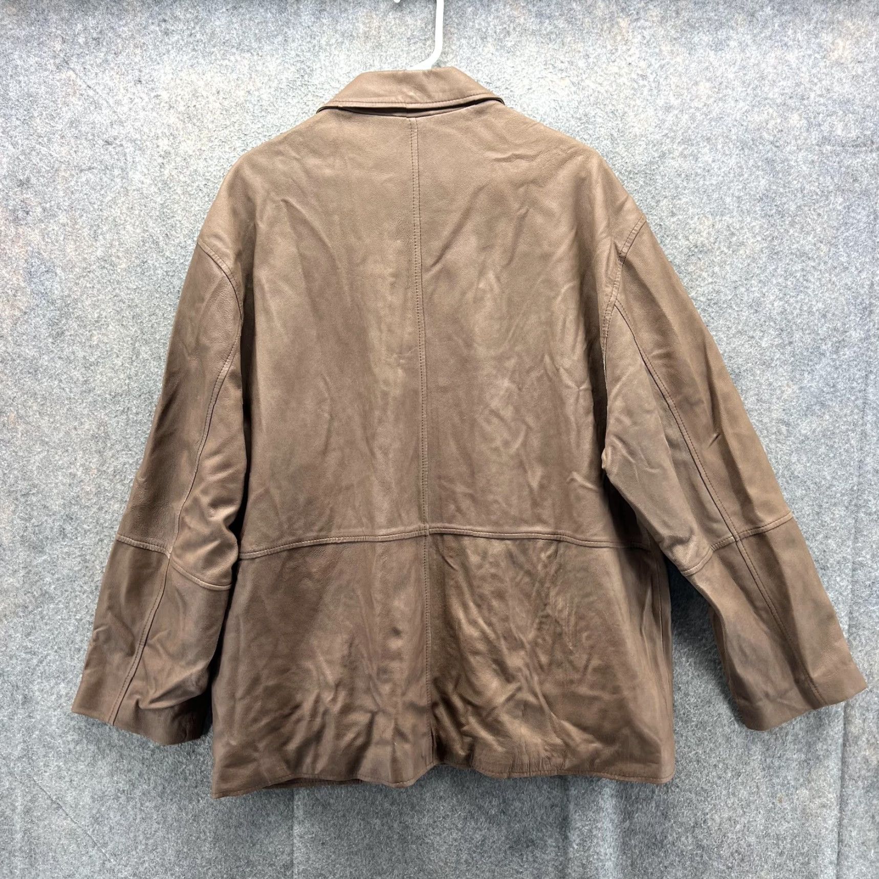 Pronto Uomo Pronto Uomo Leather Jacket Mens Large Brown Zip Front Genuine Coat Outerwear Size US L / EU 52-54 / 3 - 2 Thumbnail