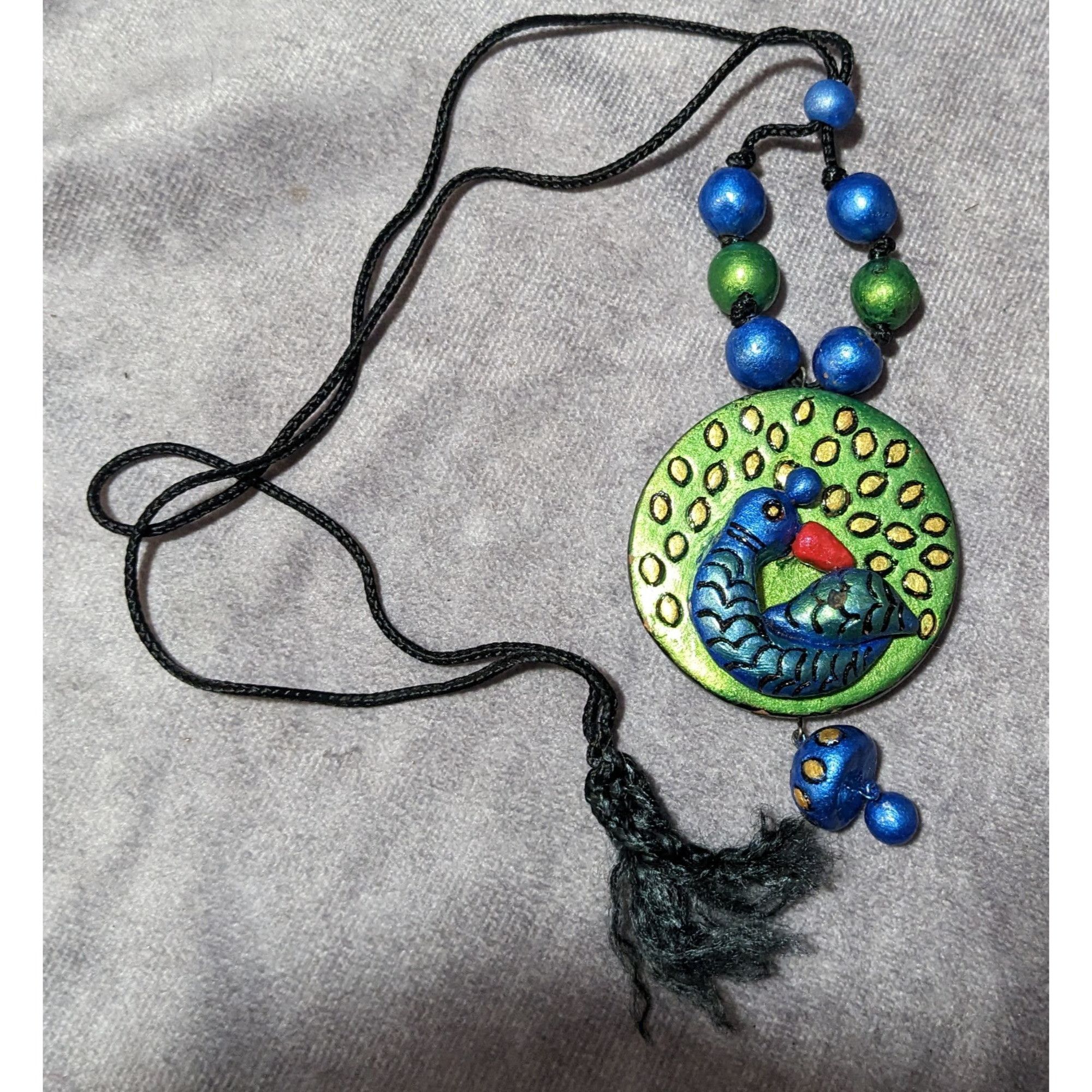 Other Vintage Terra Cotta Medallion Metallic Peacock Pendant Neckl Size ONE SIZE - 11 Thumbnail