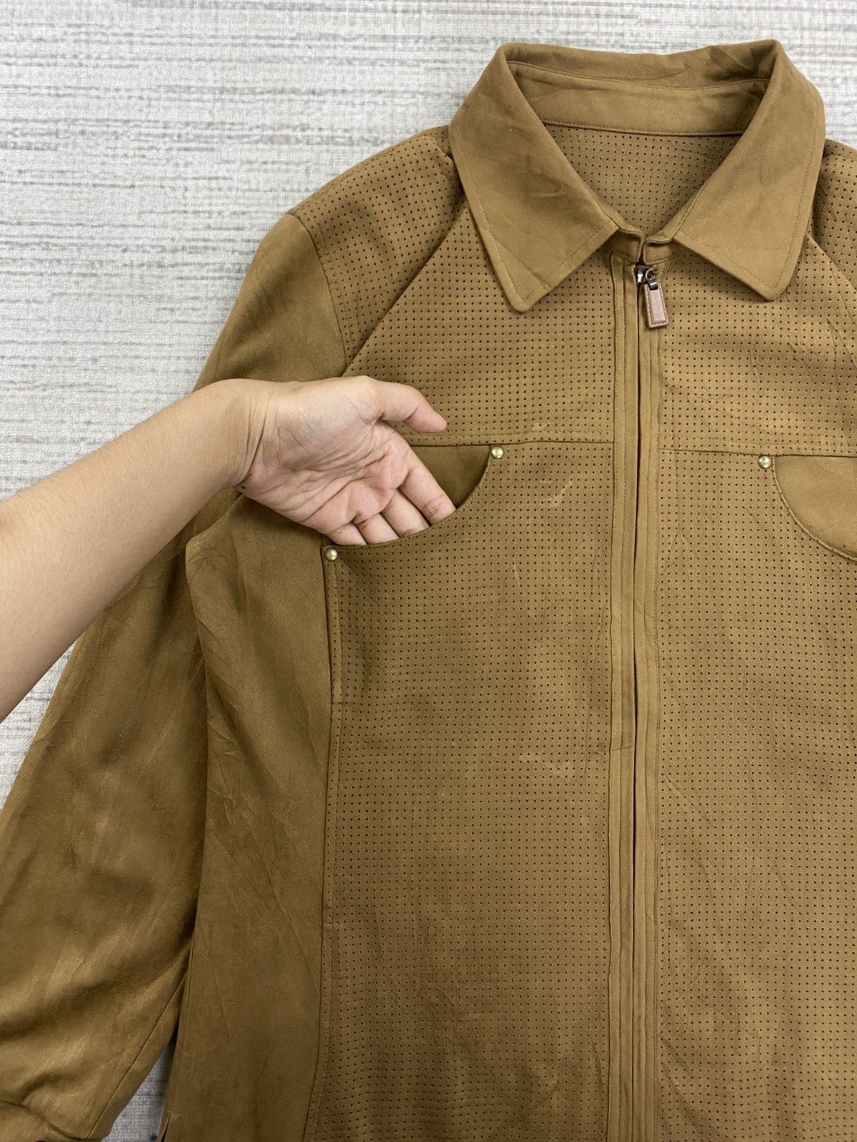 Longchamp Vintage Longchamp Artificial Suede Leather Zipper Jacket Size US M / EU 48-50 / 2 - 6 Thumbnail