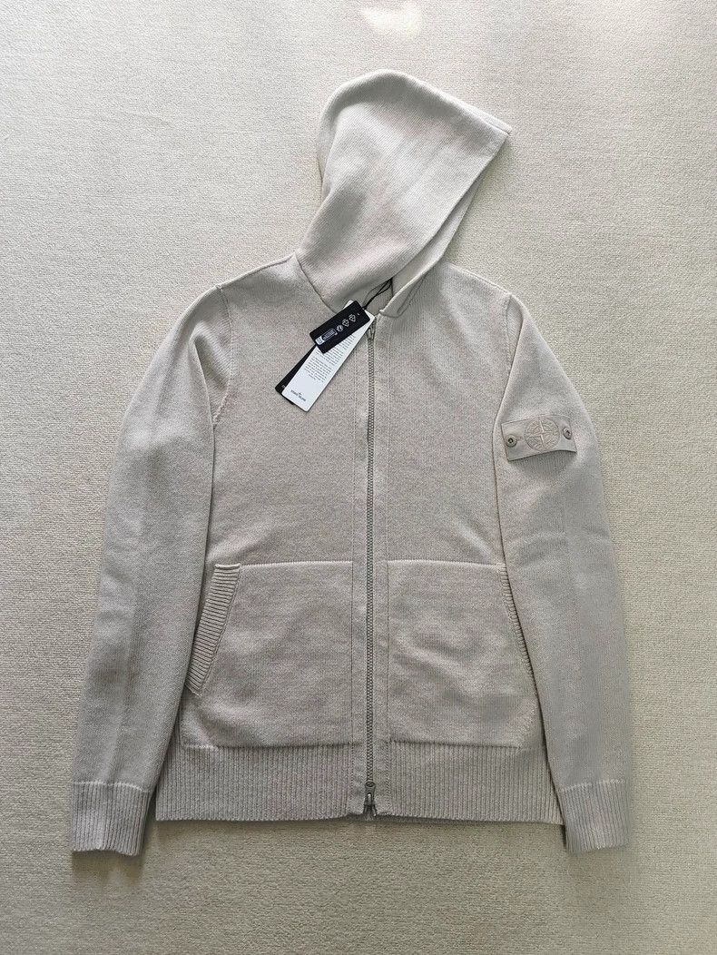 Stone Island STONE ISLAND24FW White Ghost Logo Wool Knit Hooded Zip Jack Size US M / EU 48-50 / 2 - 1 Thumbnail
