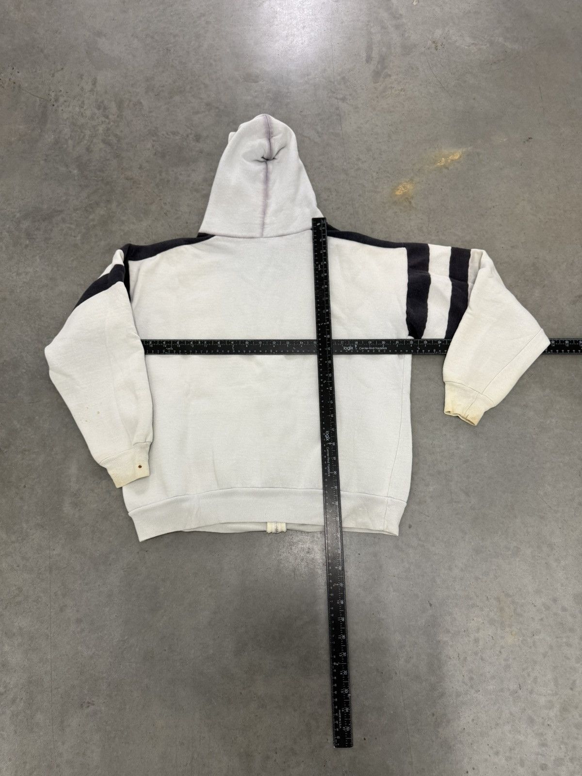 Japanese Brand Vintage Faded White Navy YKK Zipper Hoodie 80s USA Large Size US L / EU 52-54 / 3 - 5 Thumbnail