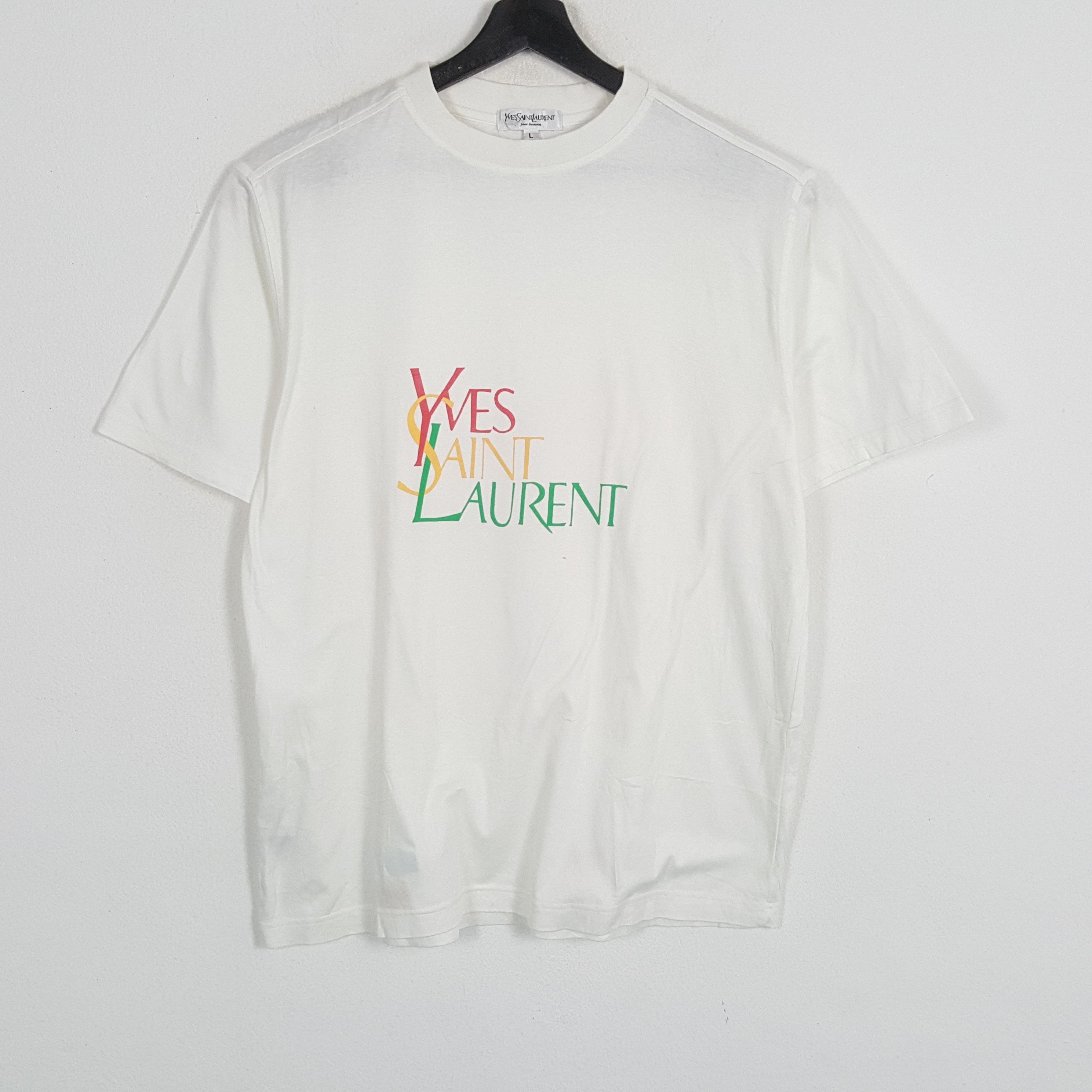 Vintage × Yves Saint Laurent YVES SAINT LAURENT Luxury Brand Spellout Design Tshirt Size US L / EU 52-54 / 3 - 1 Thumbnail