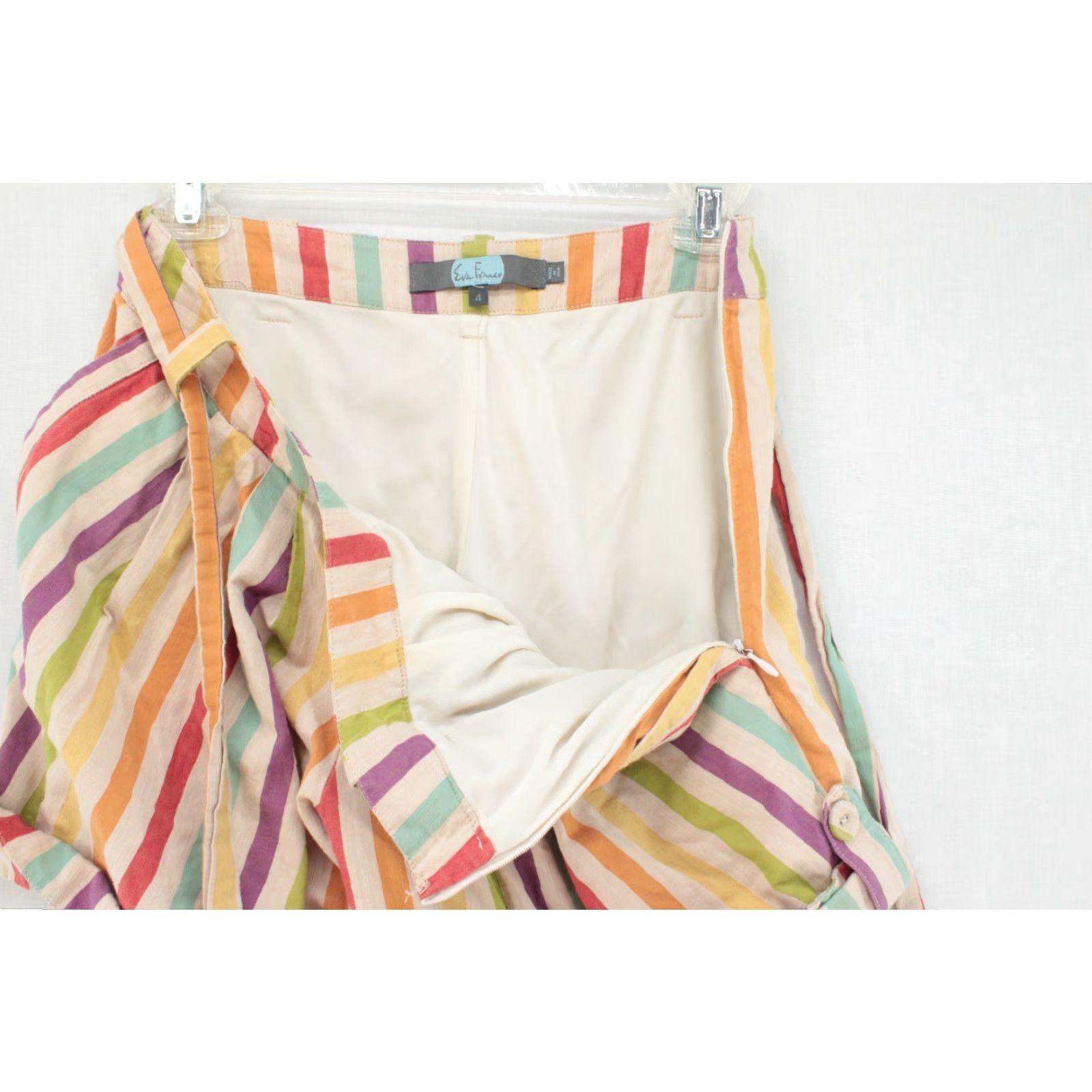 Anthropologie Anthropologie Eva Franco Shorts Women's 4 Multicolor Striped Lined Belted 100% Cotton Beachy Boho Womens Size 27" / US 4 / IT 40 - 5 Thumbnail