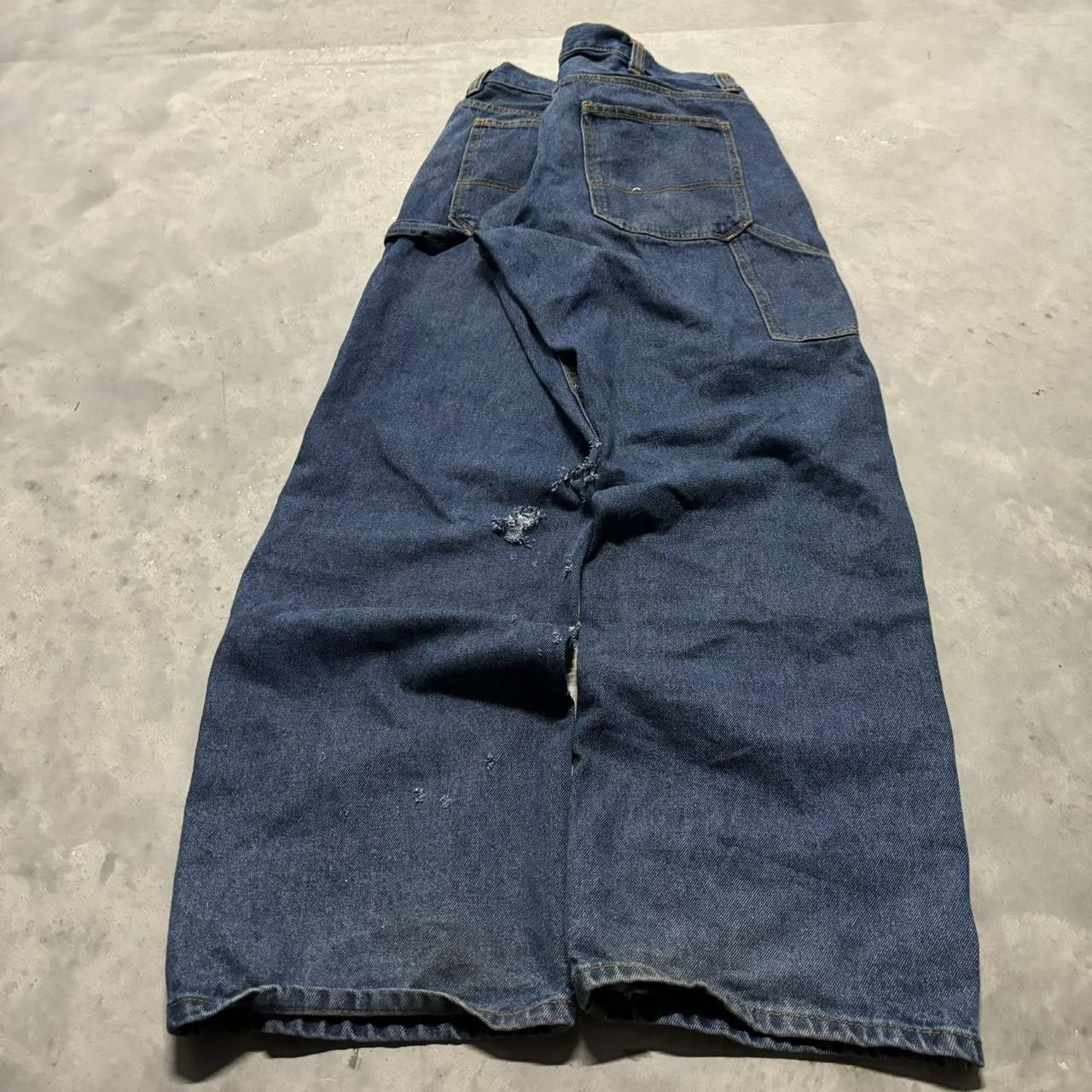 Japanese Brand × Vintage Crazy Vintage Y2K/2000s Baggy Dark Wash Carpenter Skater Denim Jeans! Size US 36 / EU 52 - 4 Thumbnail