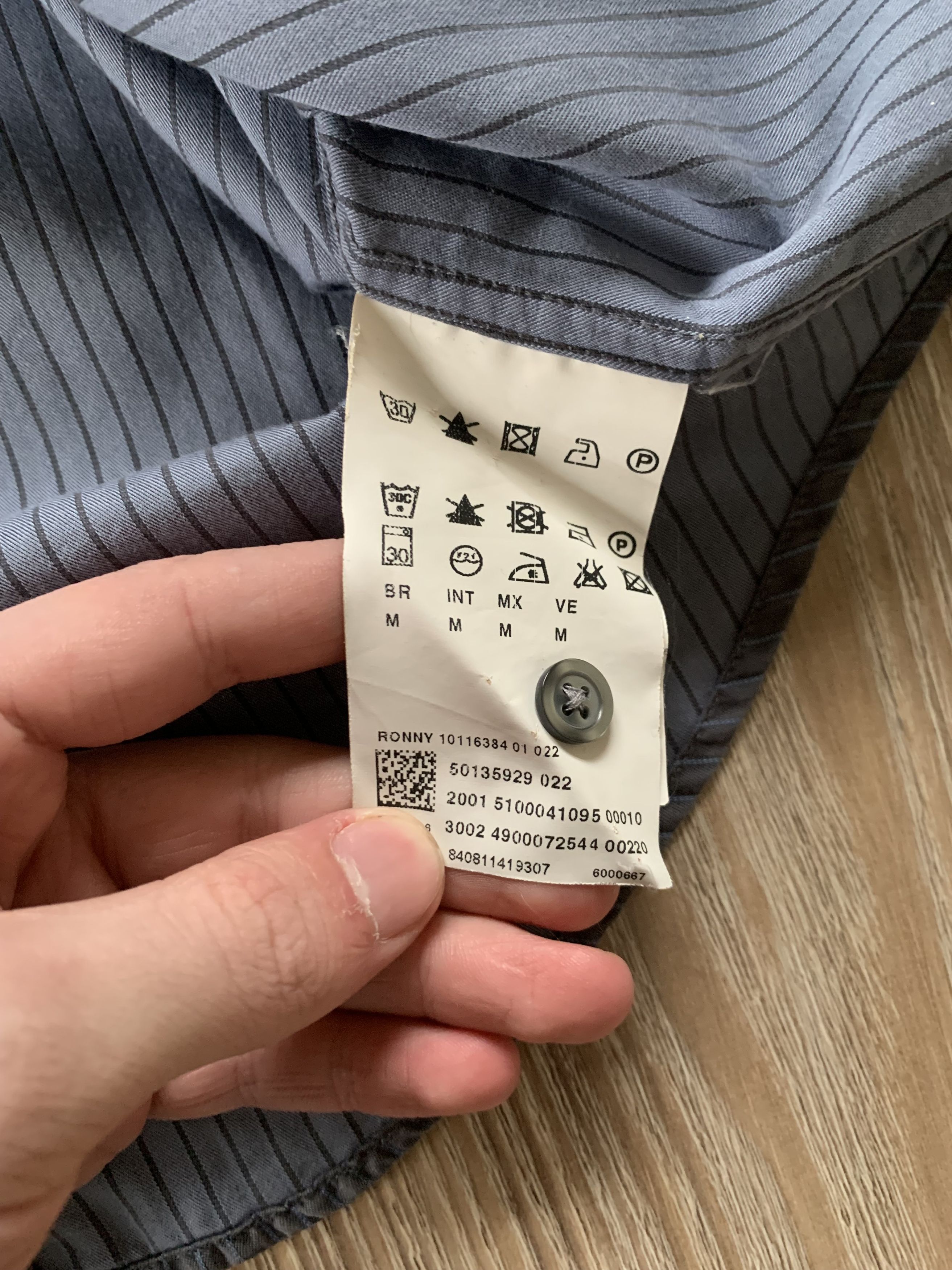 Hugo Boss Hugo Boss Grey Stripe Cotton Button Up Size US M / EU 48-50 / 2 - 7 Thumbnail