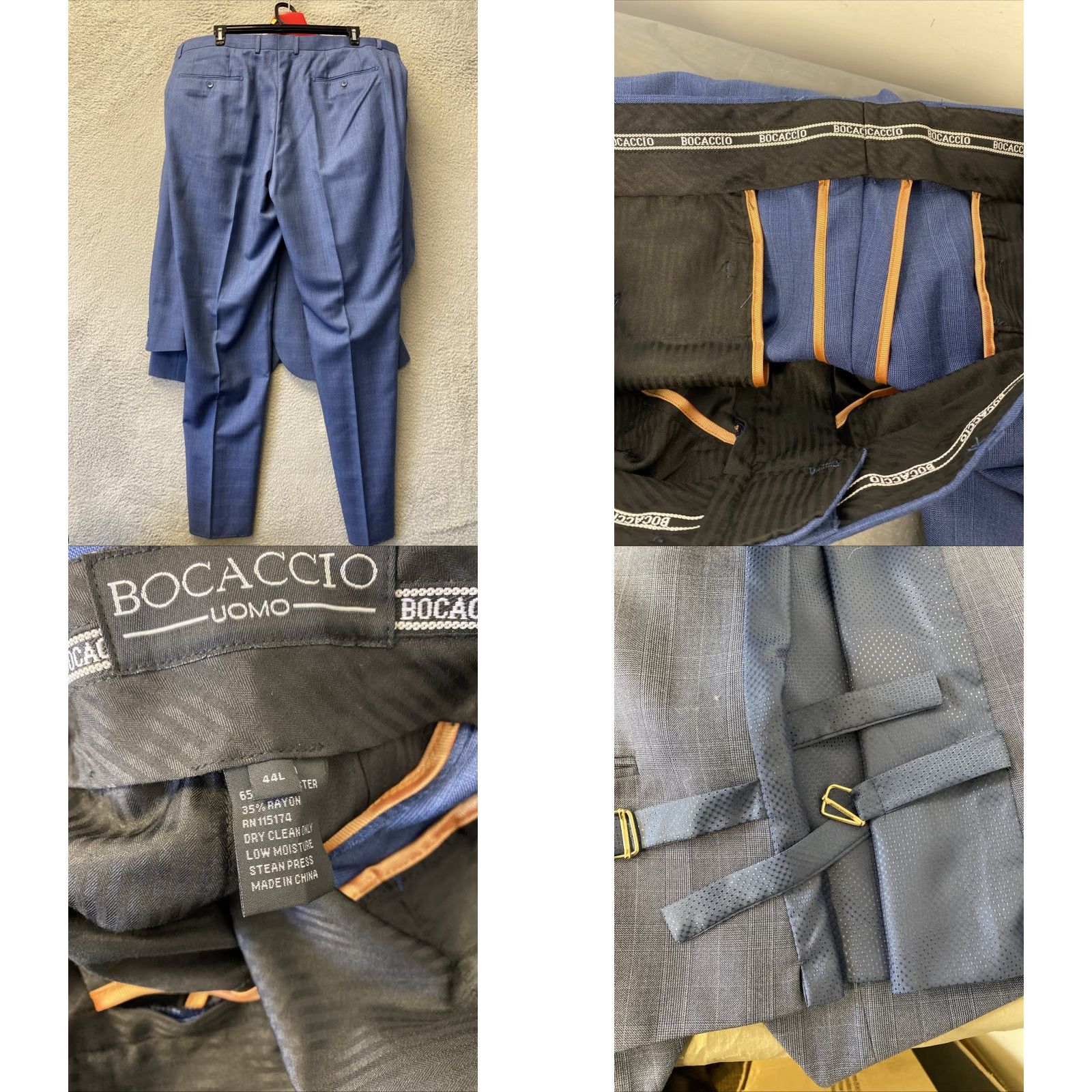 Vintage Bocaccio Uomo 50L 3 Piece Suit Blue Glenn Plaid Pants 44x39 2 Button /0647 Size 50R - 11 Thumbnail
