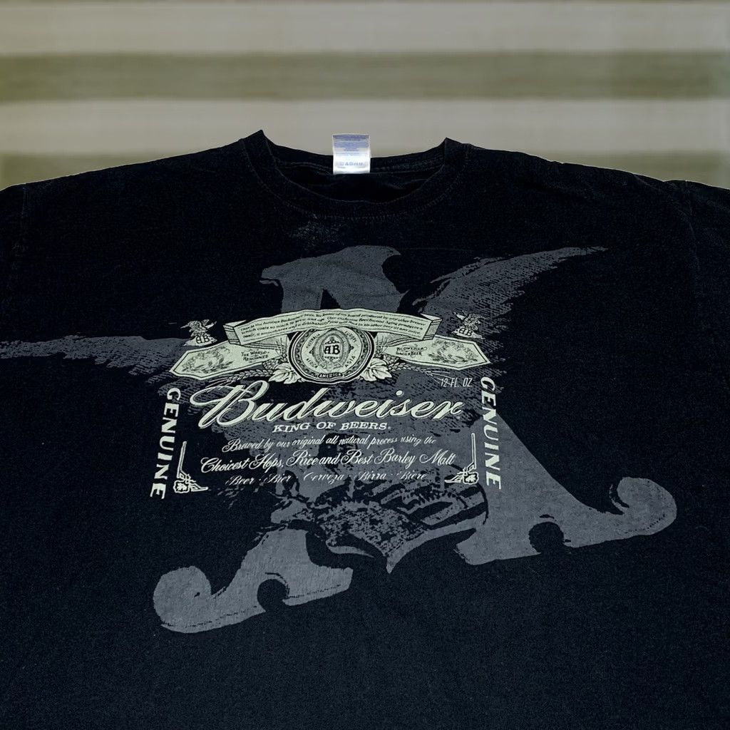 Gildan Budweiser King Of Beers Black T-shirt Men XL Short Sleeve Crew Neck Printed Logo Gesture Vintage No Size US XL / EU 56 / 4 - 1 Thumbnail