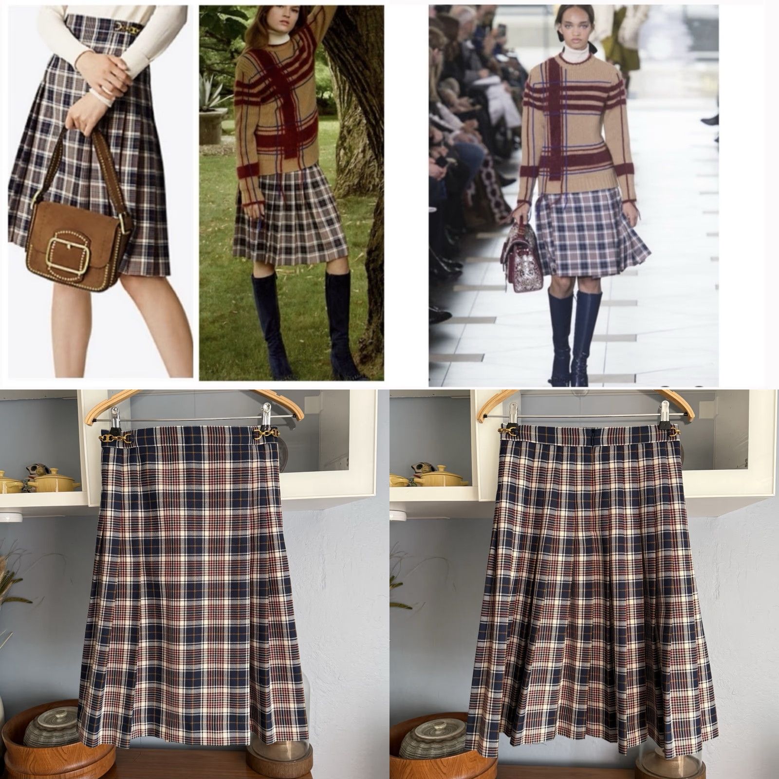 Tory Burch Tory Burch Garrett Pleated Skirt Milano Tartan Plaid Gemini Links Sz 2 Multicolor Knee Length Women A-Line Fall Size 26" / US 2 / IT 38 - 8 Thumbnail