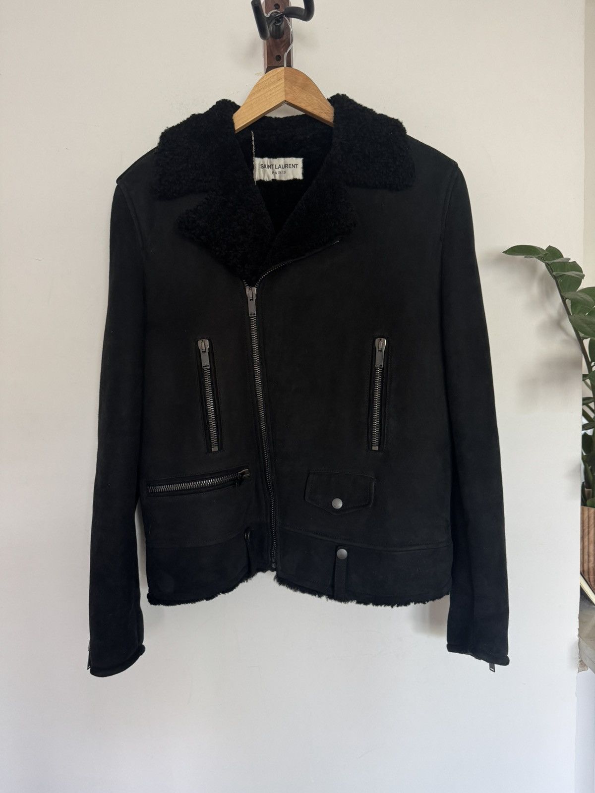 Saint Laurent Paris Suede Shearling L01 Biker Size US M / EU 48-50 / 2 - 1 Thumbnail