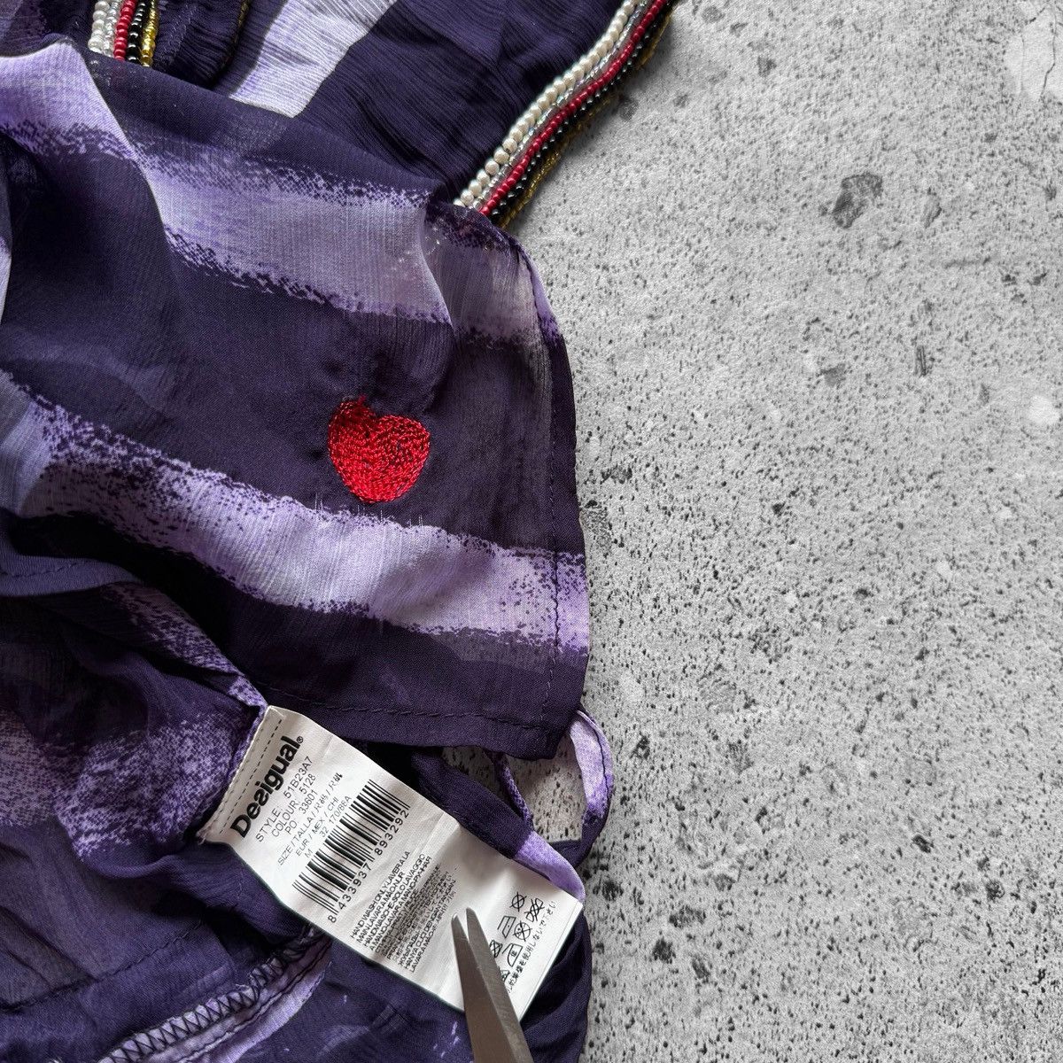 Designer × Desigual Desigual Womens Floral Purple Beaded Detail Tunic Blouse Top Size M / US 6-8 / IT 42-44 - 8 Thumbnail