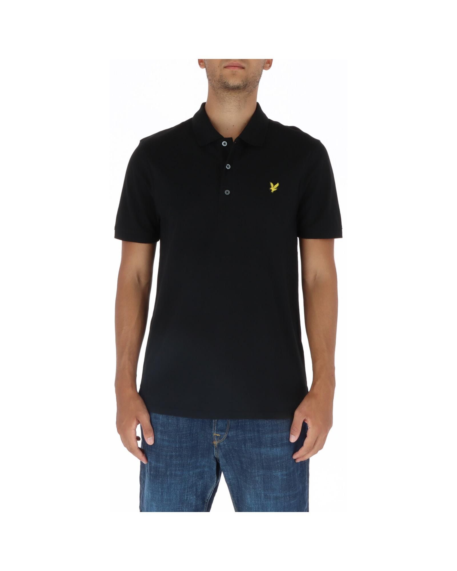 image of Lyle Scott Print Short Sleeve Polo in Black, Men's (Size XL)