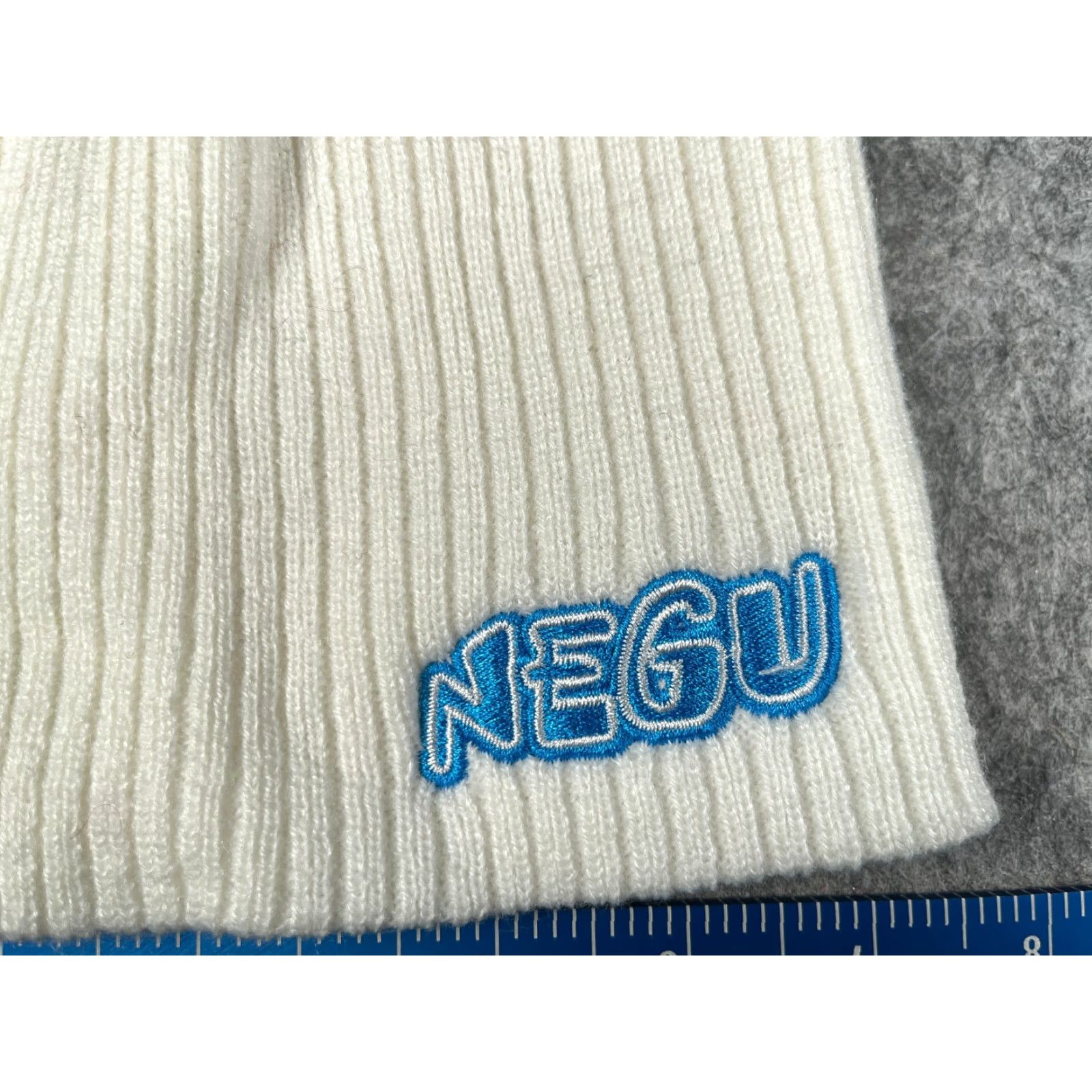 Vintage Negu Beanie Toque Adult One Size White Ribbed Knit 100% Acrylic Fight Cancer Size ONE SIZE - 2 Thumbnail