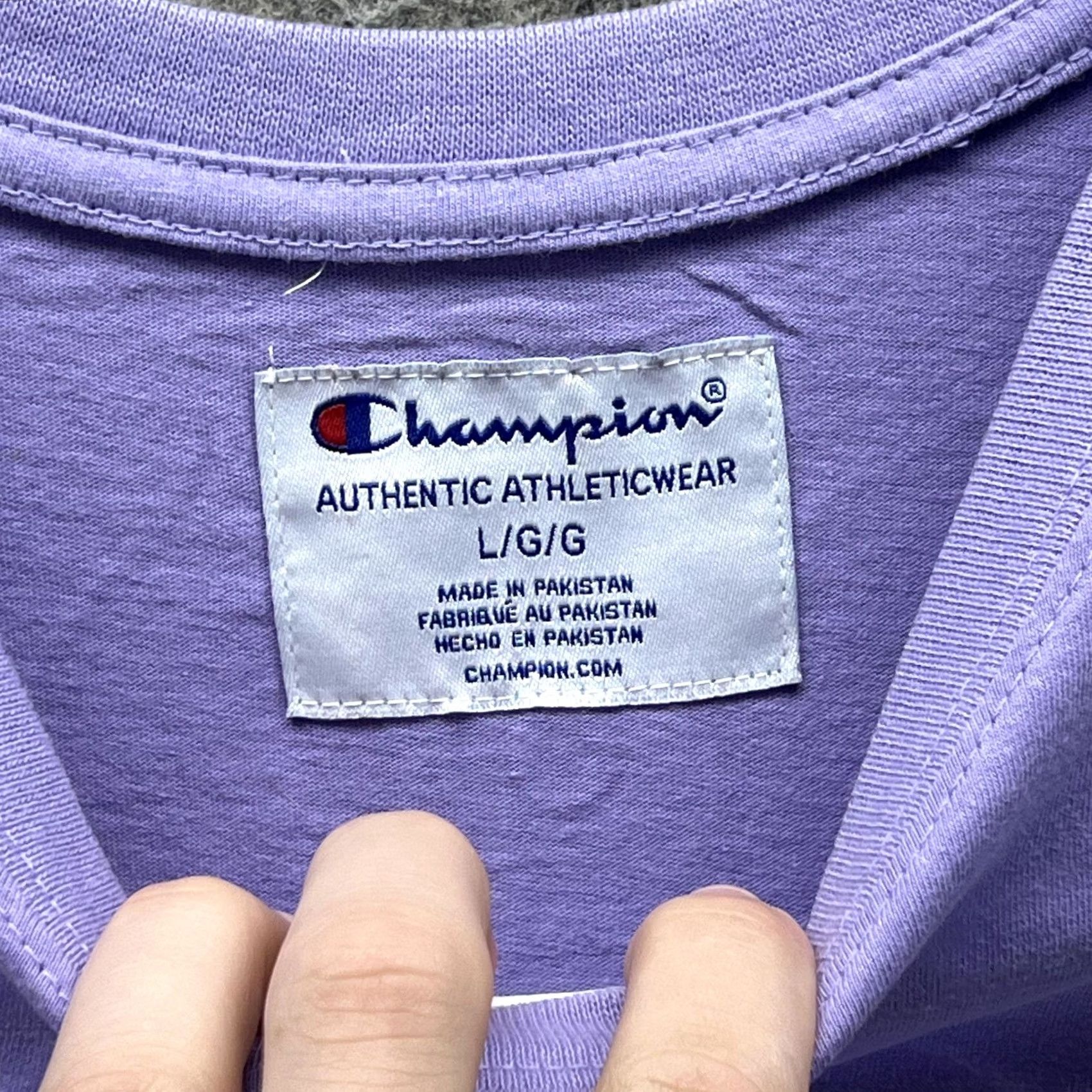 Champion Champion Shirt Womens Large Purple Logo Cropped Crew Neck Short Sleeve Tee Top Size L / US 10 / IT 46 - 2 Thumbnail