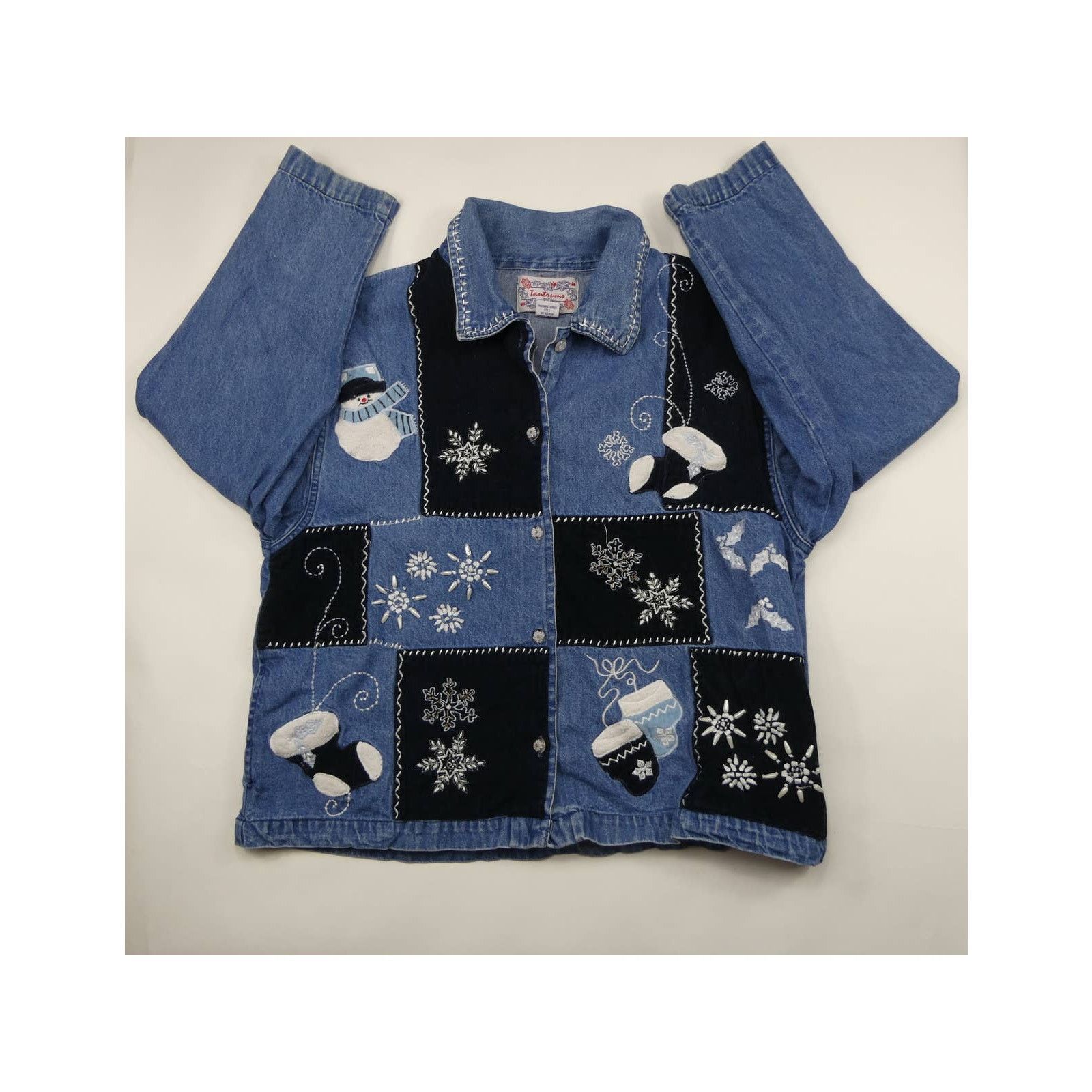 Other Tantrums Denim Button Up Christmas Holiday Jacket, Large Size L / US 10 / IT 46 - 1 Thumbnail