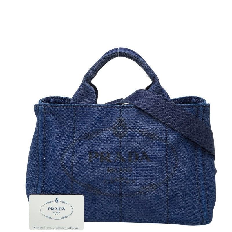 Prada Prada Triangle Logo Plate Canapa Mini Handbag Blue Size ONE SIZE - 9 Thumbnail