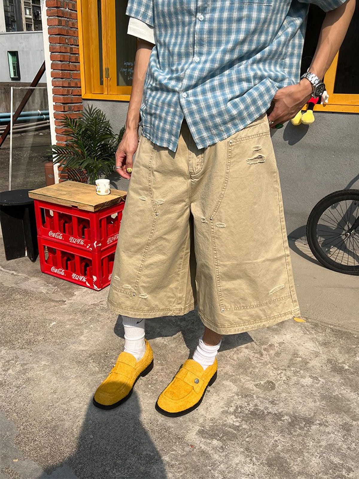 Jean × Vintage Oversized Carpenter Double Knee Jorts, Baggy Jean Shorts Size US 32 / EU 48 - 6 Thumbnail