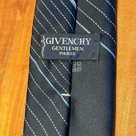 Givenchy Diagonal Striped Navy Blue Gray Mens Necktie