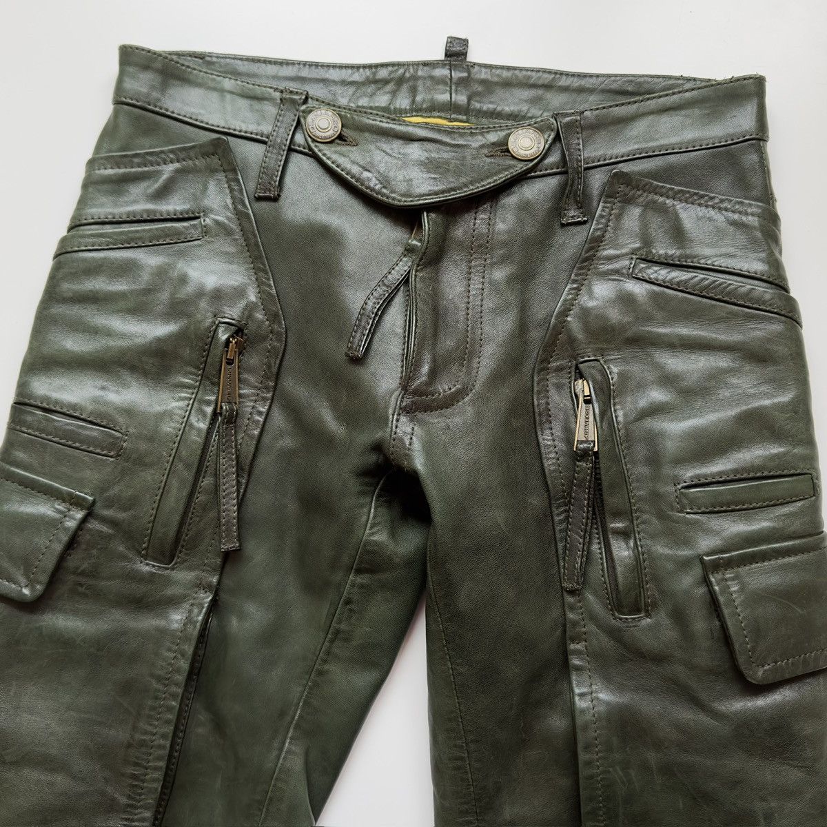 Dsquared2 Dsquared2 F/W 2006 Dark Green Leather Pants Size US 30 / EU 46 - 9 Thumbnail