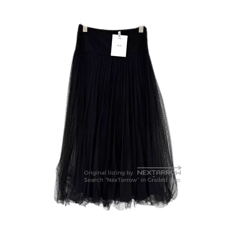 Dior Dior Black polk dotted gauze skirt Size 24" / US 00 / IT 34 - 1 Thumbnail