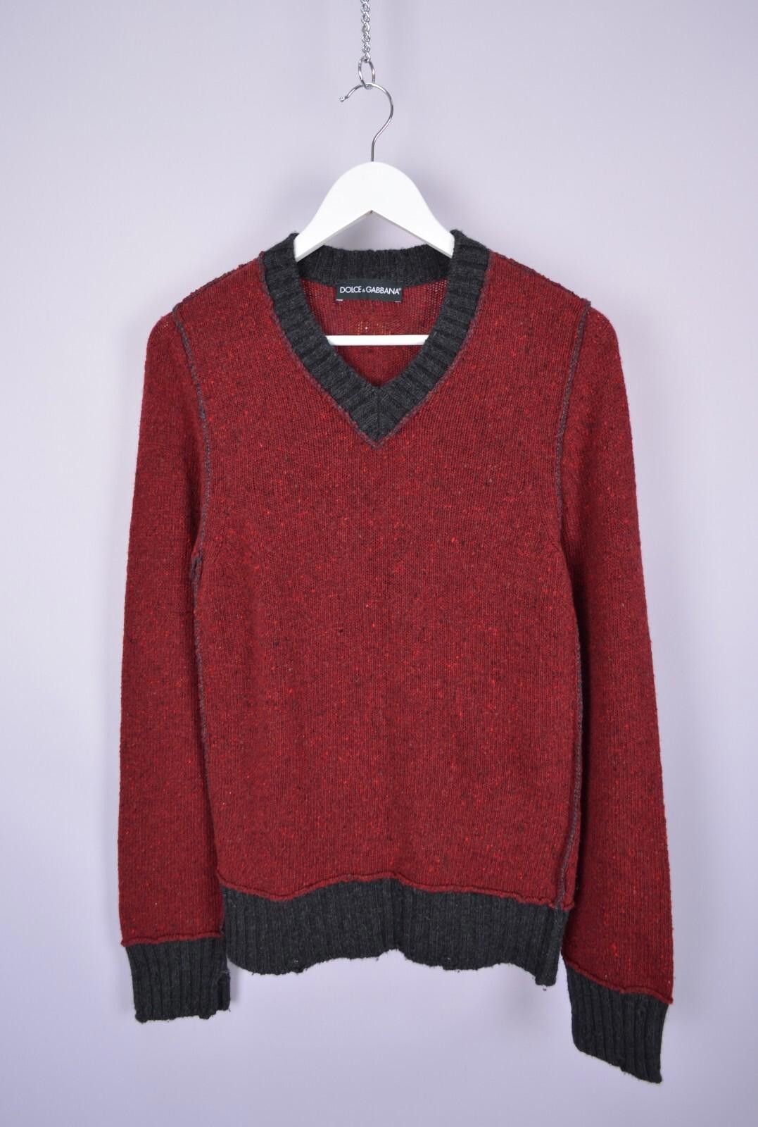 Dolce & Gabbana Dolce & Gabbana Mens V Neck Knit Red Wool Sweater Size 46 S Size US S / EU 44-46 / 1 - 6 Thumbnail