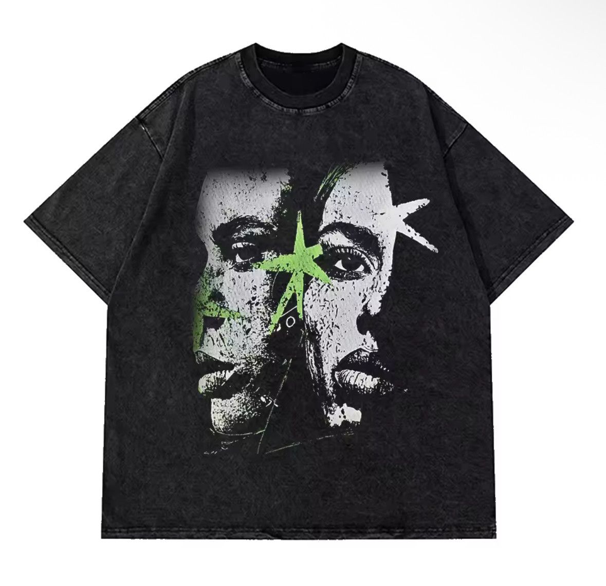 Japanese Brand Y2K Vintage Gothic Double Star Face Print Distressed T-Shirt Size US XL / EU 56 / 4 - 1 Thumbnail