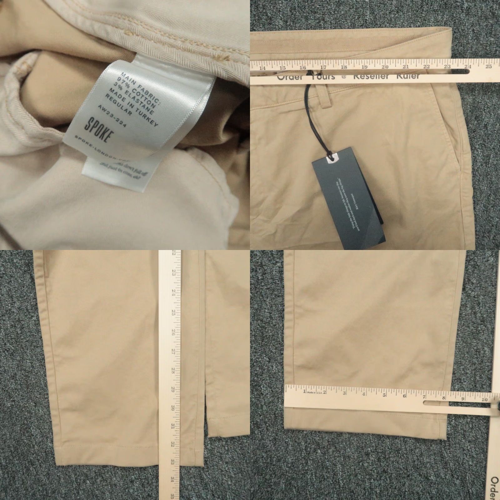Vintage Spoke Pants Men 46x34 Khaki Tan Build B Chino Trousers Flat Front NWT Size US 30 / EU 46 - 8 Thumbnail