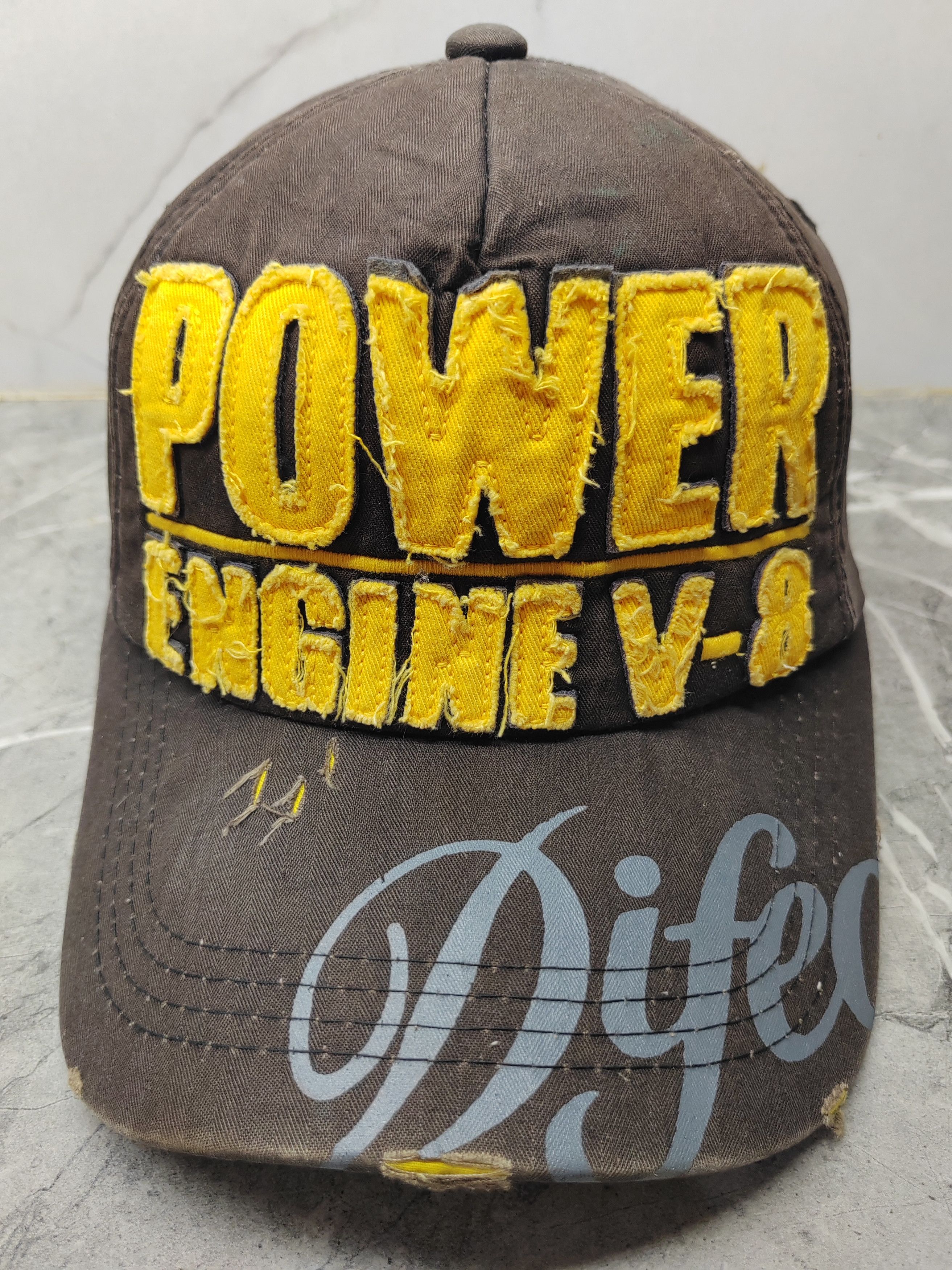 Vintage Vintage Power Engine V8 Distressed Style Cap Hat Size ONE SIZE - 2 Thumbnail