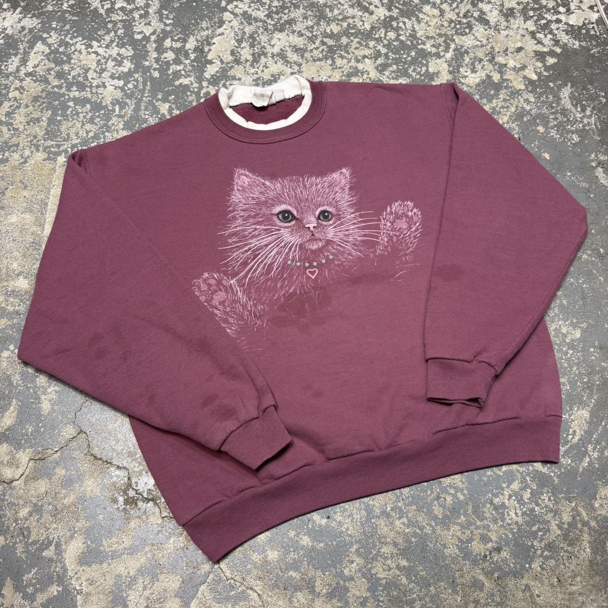Vintage Vintage Cat Pink Cute Nature Crewneck Sweatshirt 90s Size US L / EU 52-54 / 3 - 12 Thumbnail