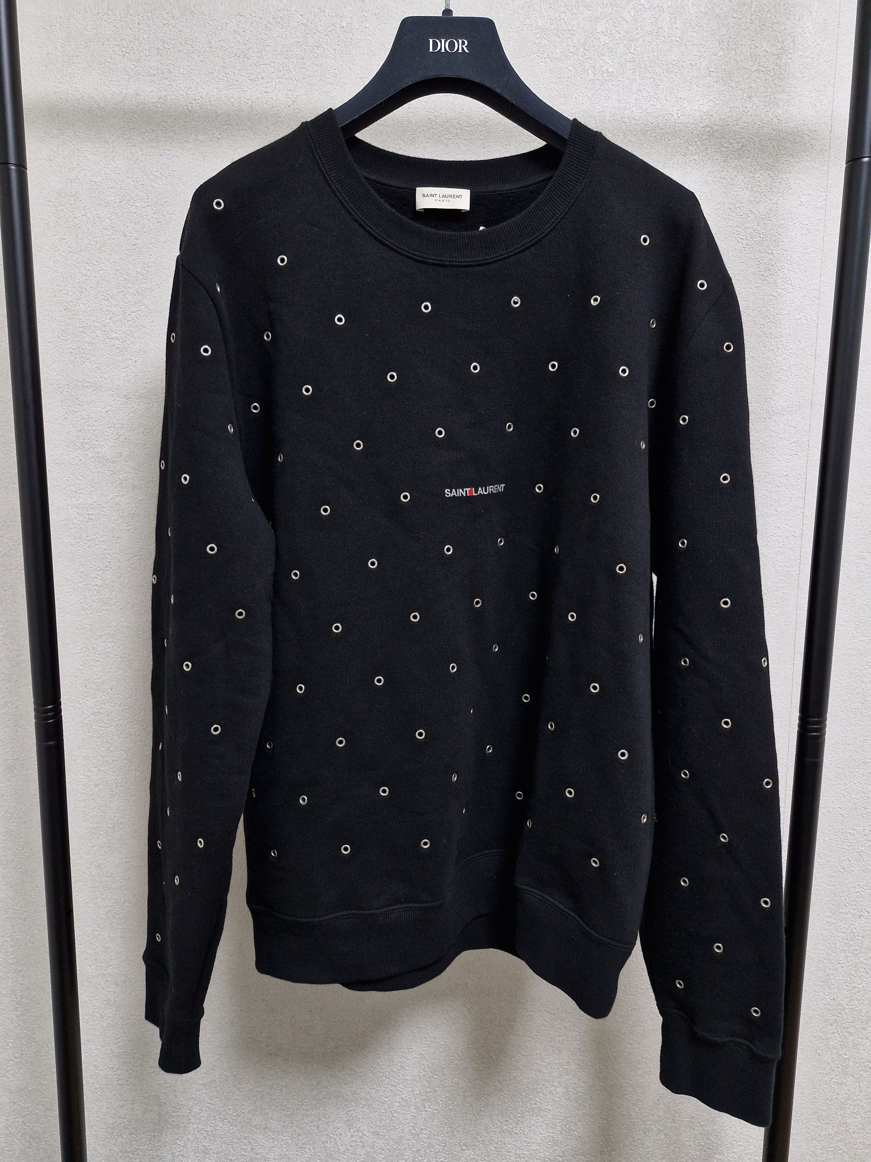 Saint Laurent Paris SLP SAINT LAURENT PARIS Rive Gauche Logo Eyelet Sweatshirt Size US L / EU 52-54 / 3 - 1 Thumbnail