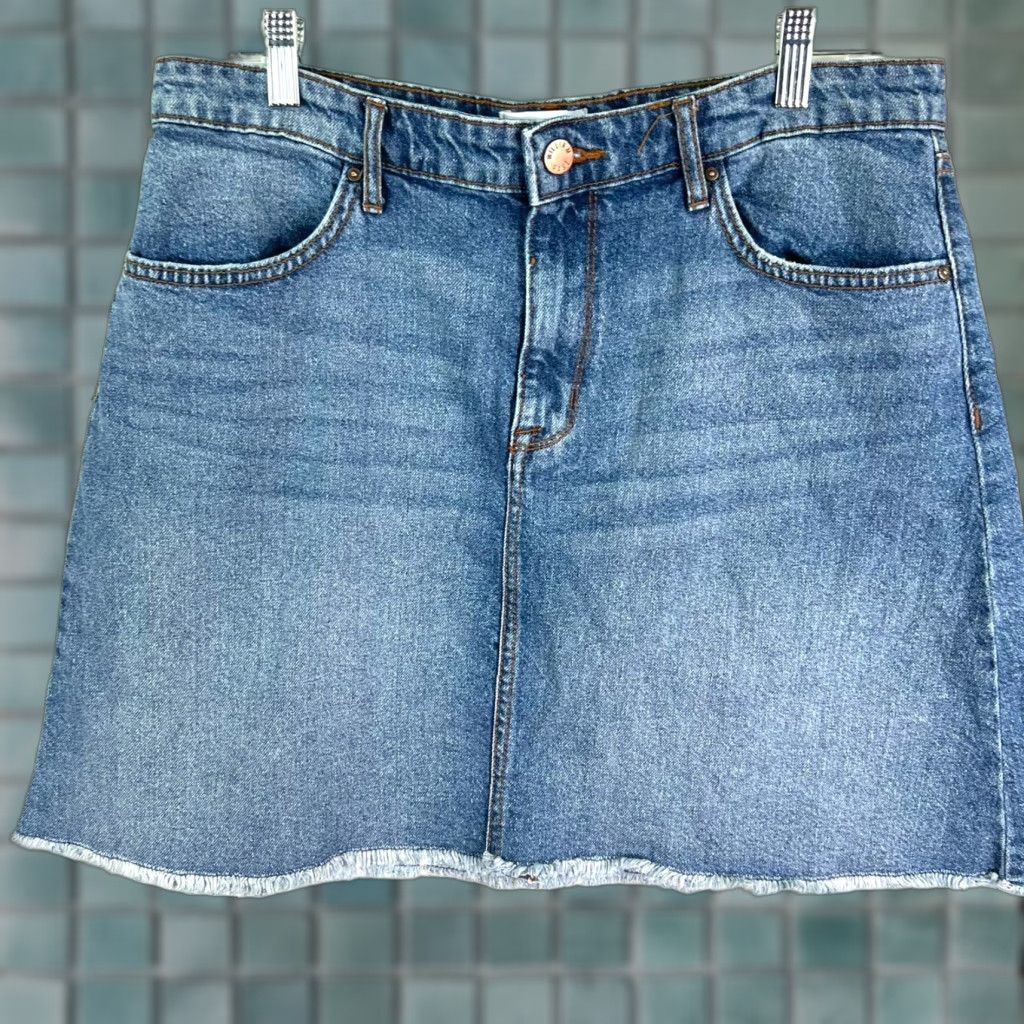 Denime William Rast Denim A-Line Skirt Womens Juniors 31 Blue 90s Beach Cotton Blend Zipper Pockets Short Dressy Ladies Mens? Size 24" / US 00 / IT 34 - 1 Thumbnail