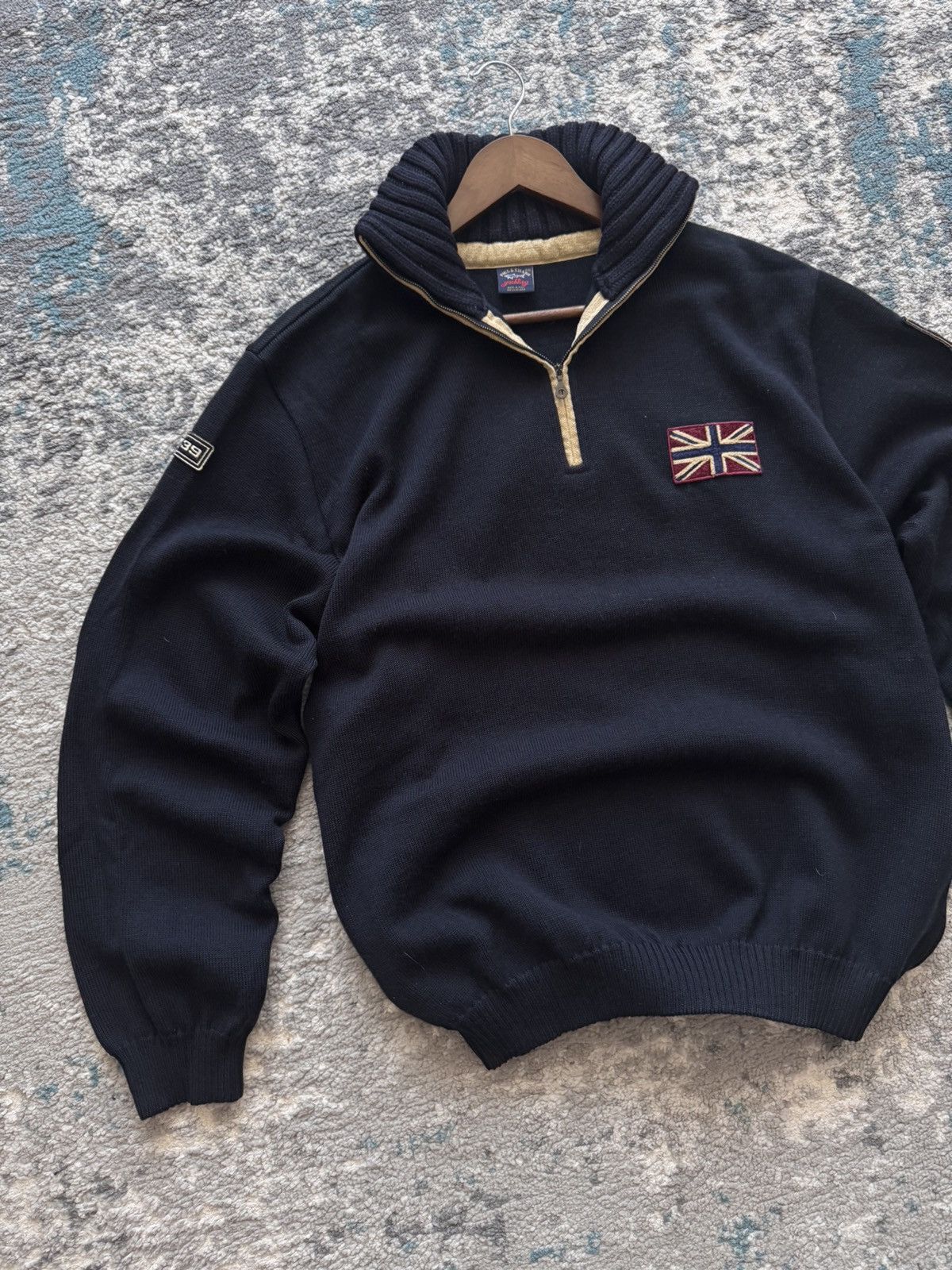 Paul & Shark Vintage Paul Shark Yachting HR-34 Great Britian Flag Sweater Size US XL / EU 56 / 4 - 3 Thumbnail