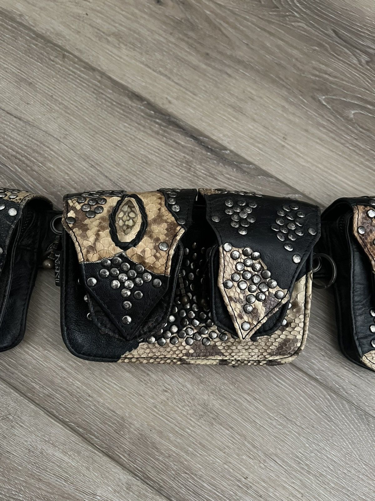 KMRii KMrii Python Snakeskin Diamond 5 Pouch Belt Size ONE SIZE - 4 Thumbnail