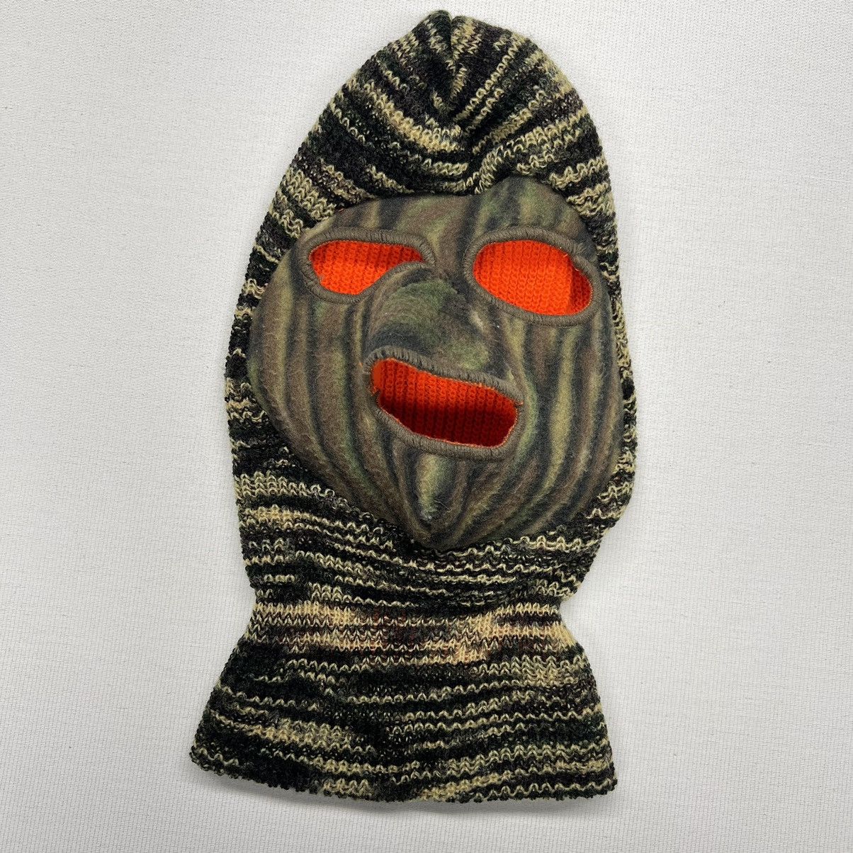 Cabelas × Vintage VTG Cabelas Ski Mask Camouflage Hunting Fleece Knit Orange Size ONE SIZE - 2 Thumbnail