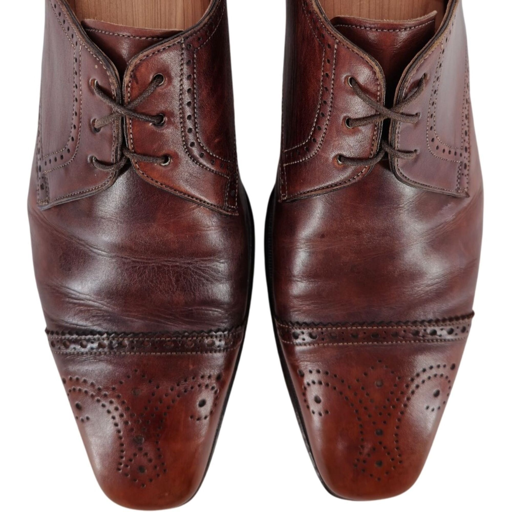 Santoni Santoni Italy Antiqued Brown Leather Dress Shoes 8 Oxford Size US 8 / EU 41 - 11 Thumbnail
