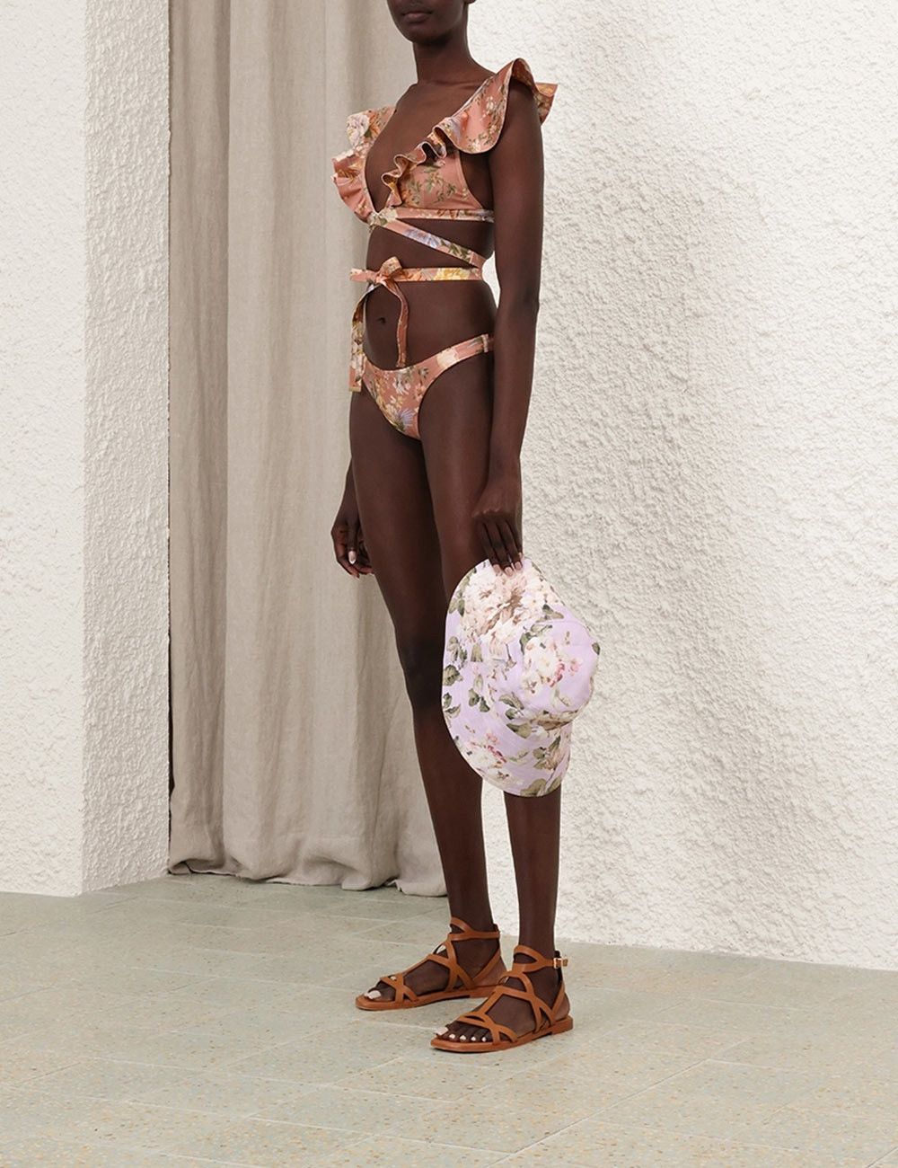 Zimmermann oc11z0226 Tallow Wrap Ruffle Bikini In Multicolor Size ONE SIZE - 3 Thumbnail