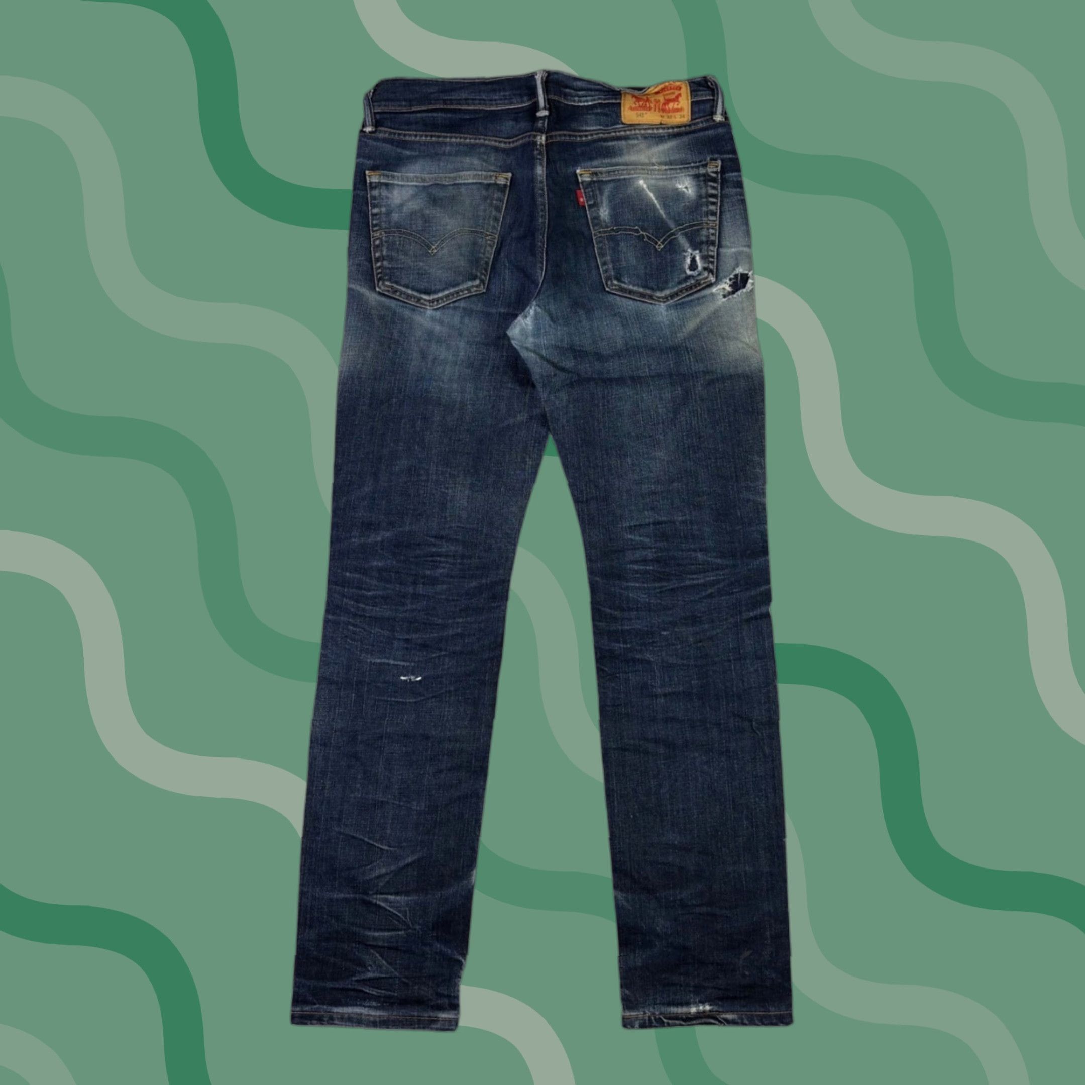 Levi's Levi's 541 Jeans Mens 32x32 Distressed Denim Athletic Tapered 5-Pocket Denim Pants Blue Vintage-Style Casual Pan ts Size US 32 / EU 48 - 1 Thumbnail