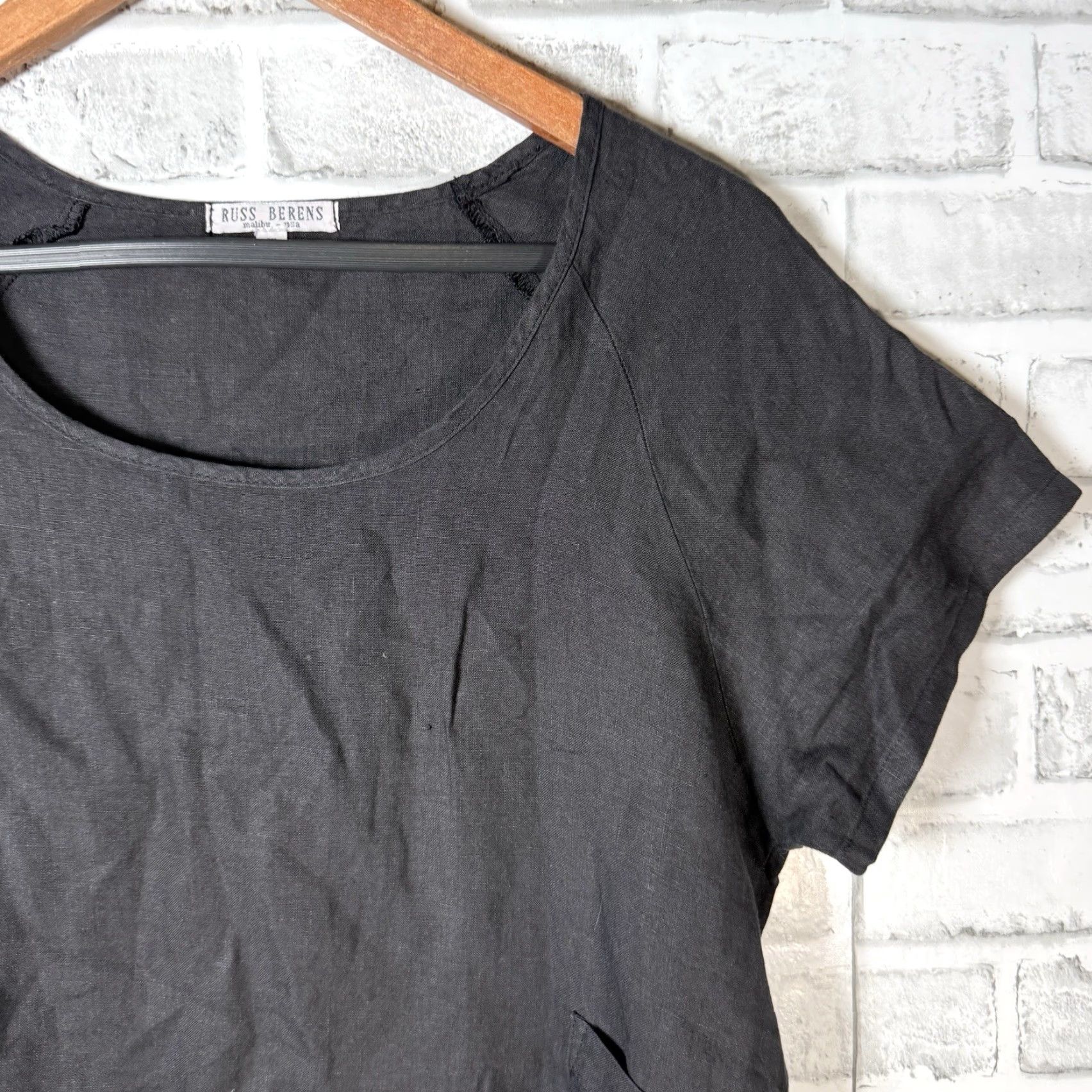 Vintage Russ Berens Womens Size S Black 100% Linen Casual Shirt Size S / US 4 / IT 40 - 2 Thumbnail