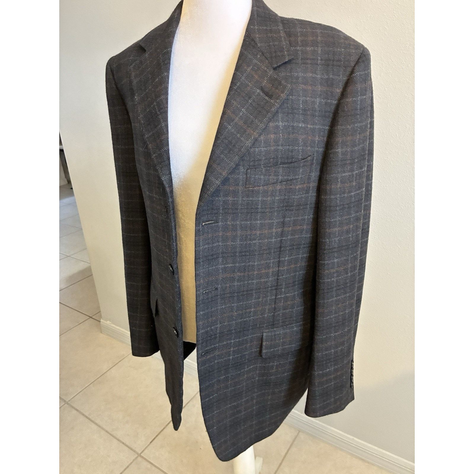 Canali CANALI Gray Plaid Check 100% Wool Blazer Sport Coat 38R S Size 38R - 9 Thumbnail