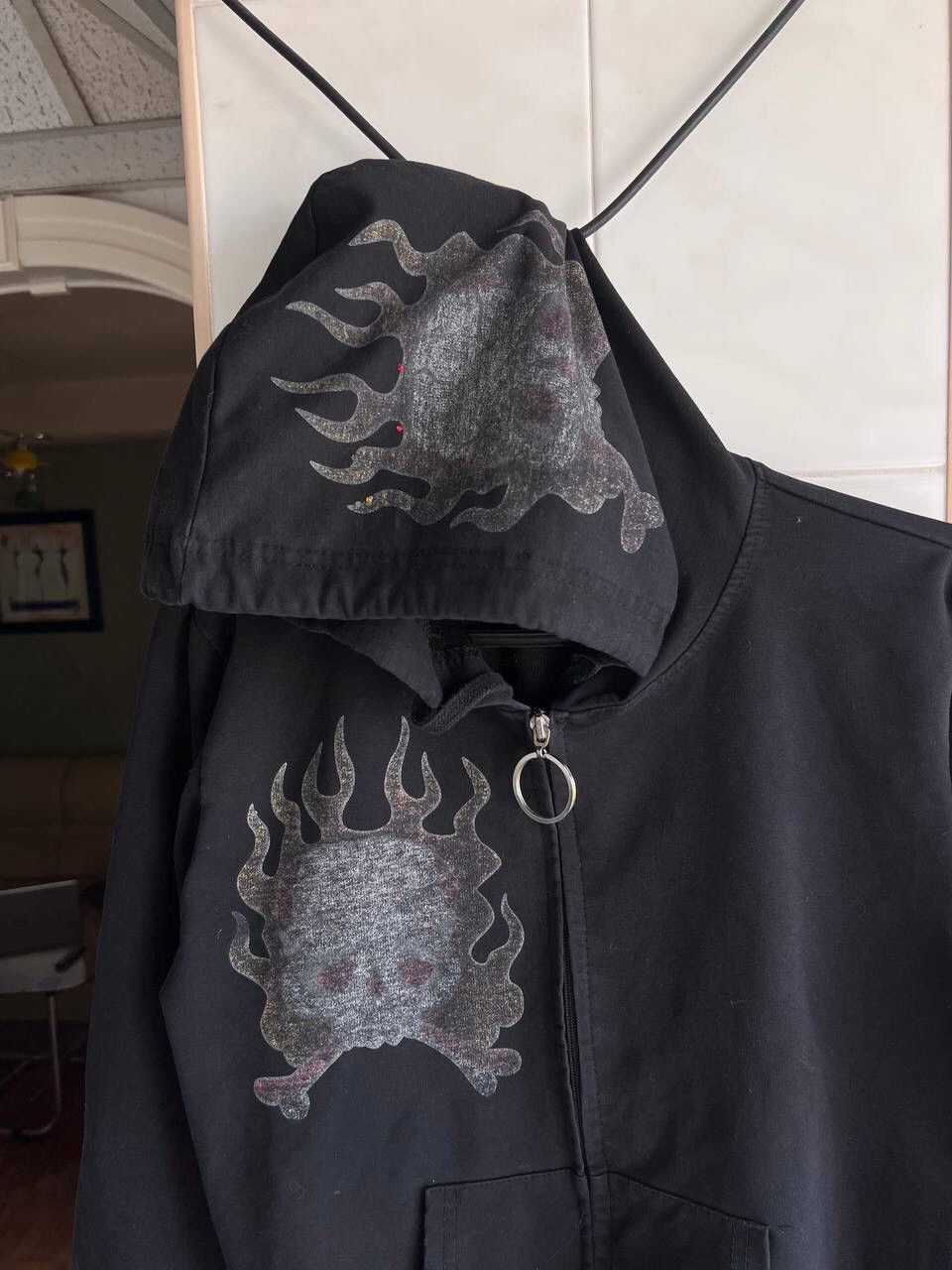 Christian Audigier × Ed Hardy × Vintage Vintage Ed Hardy Zip Hoodie Womens Sweatshirt Skull Flame Size US M / EU 48-50 / 2 - 13 Thumbnail
