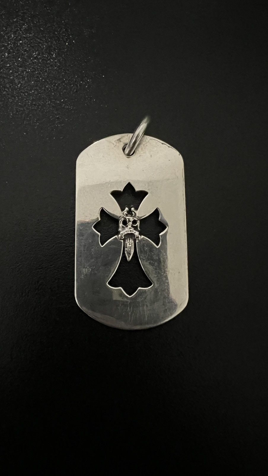 image of Chrome Hearts Dagger Cutout Dogtag in Silver, Men's