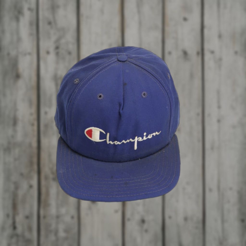 Champion VINTAGE Champion Hat Blue Regular Size Champion Hat Adults Mens Girls Boys Size ONE SIZE - 1 Thumbnail
