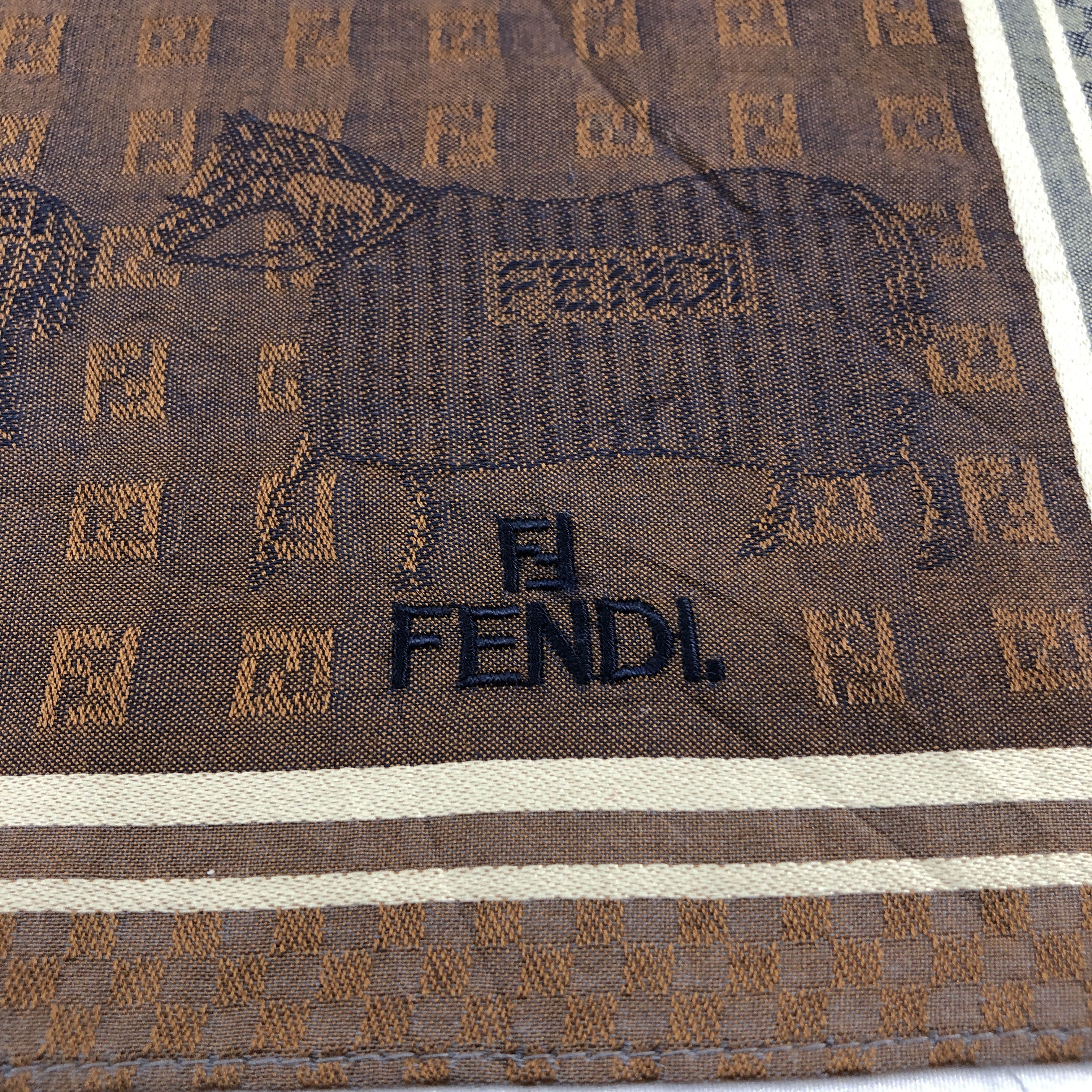 Japanese Brand Fendi Monogram FF Handkerchief Neckerchief Bandana H3140 Size ONE SIZE - 3 Thumbnail