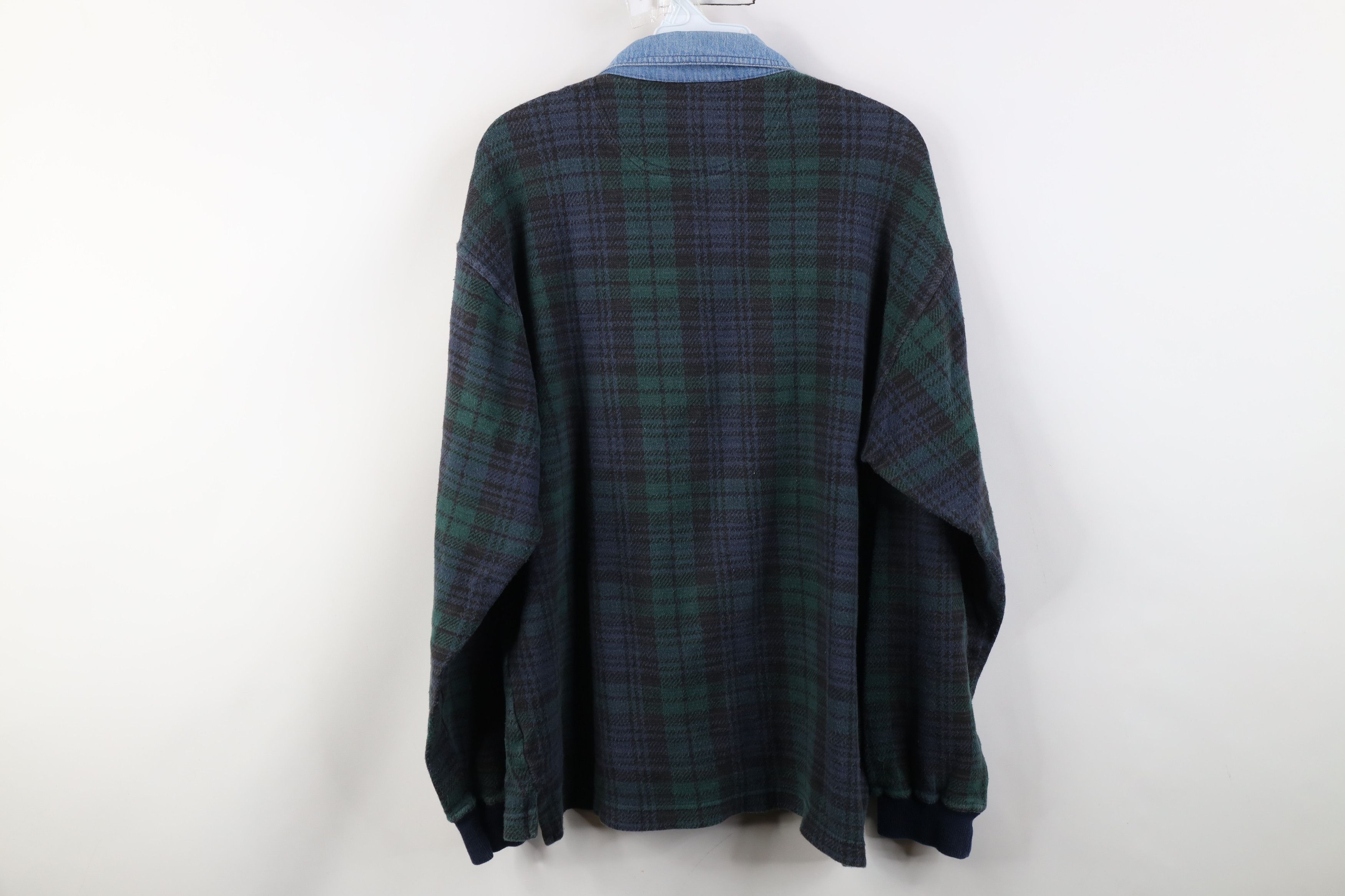 Vintage Vintage 90s Streetwear Denim Knit Long Sleeve Polo Plaid Size US M / EU 48-50 / 2 - 8 Thumbnail