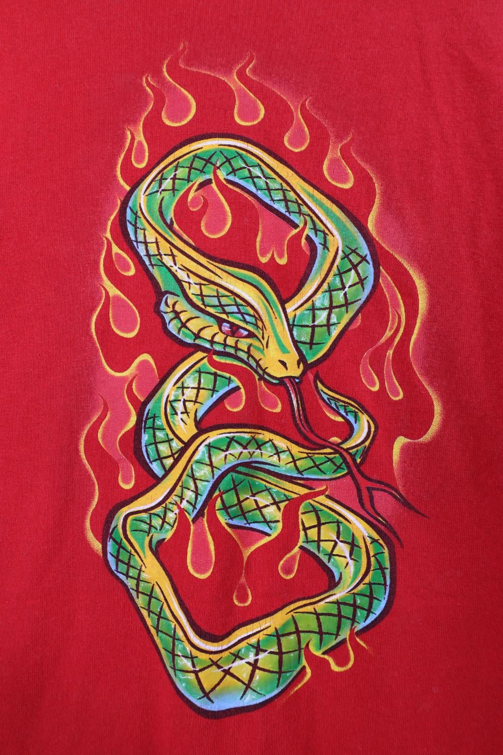 Vintage Vintage 90s Y2K Streetwear Snake Fire Long Sleeve T-Shirt Size US XL / EU 56 / 4 - 14 Thumbnail