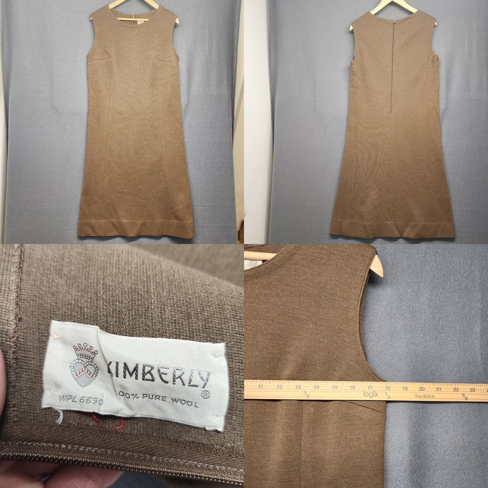 Vintage VINTAGE Kimberly Dress and Jacket Set Brown 100% Wool Union Made Classic Secretary/Geek Dress Suit M US Womens) Size M / US 6-8 / IT 42-44 - 8 Thumbnail